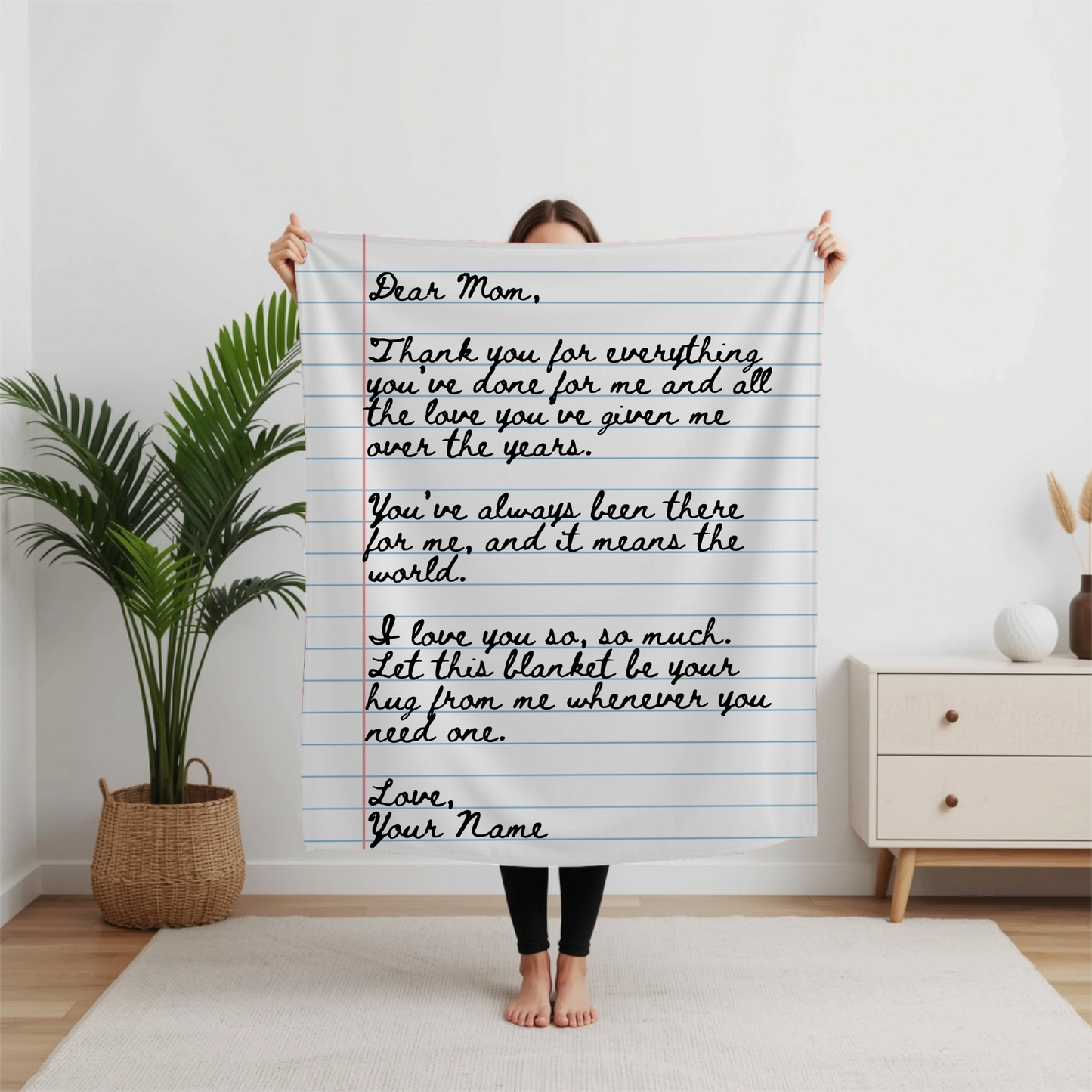 Personalized Love Letter on Notebook Paper Blanket – Custom Handwriting Letter Art, Emotional Gift