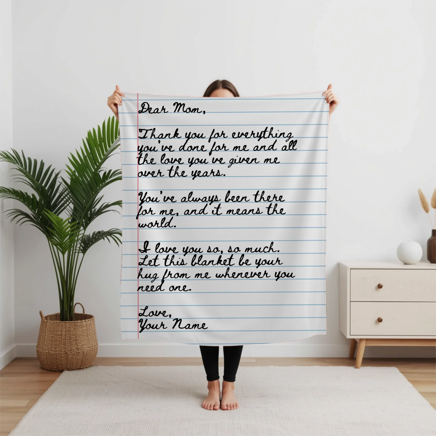 Personalized Love Letter on Notebook Paper Blanket – Custom Handwriting Letter Art, Emotional Gift