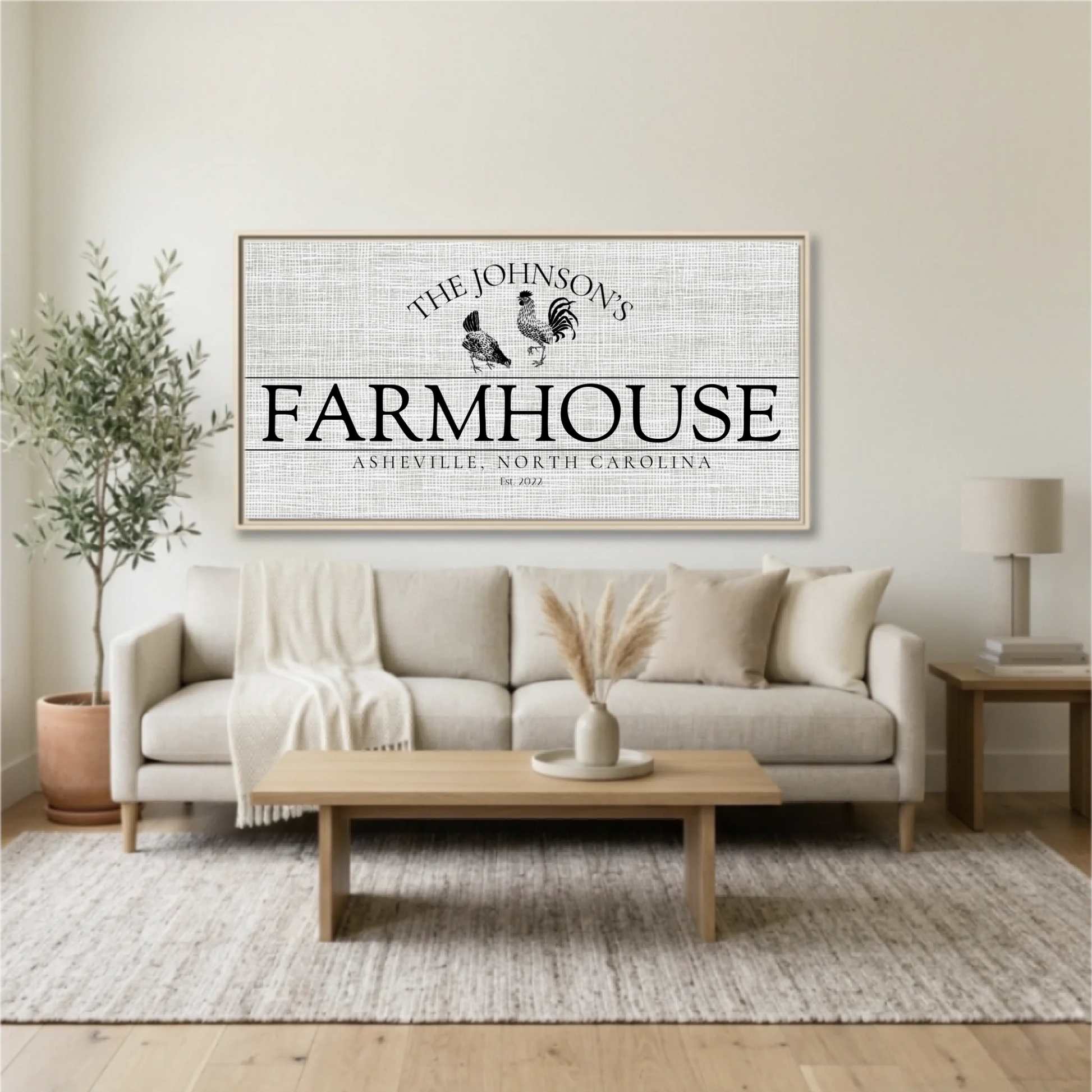 Living Room Natural Framed Wide Format 2.1 Mockup