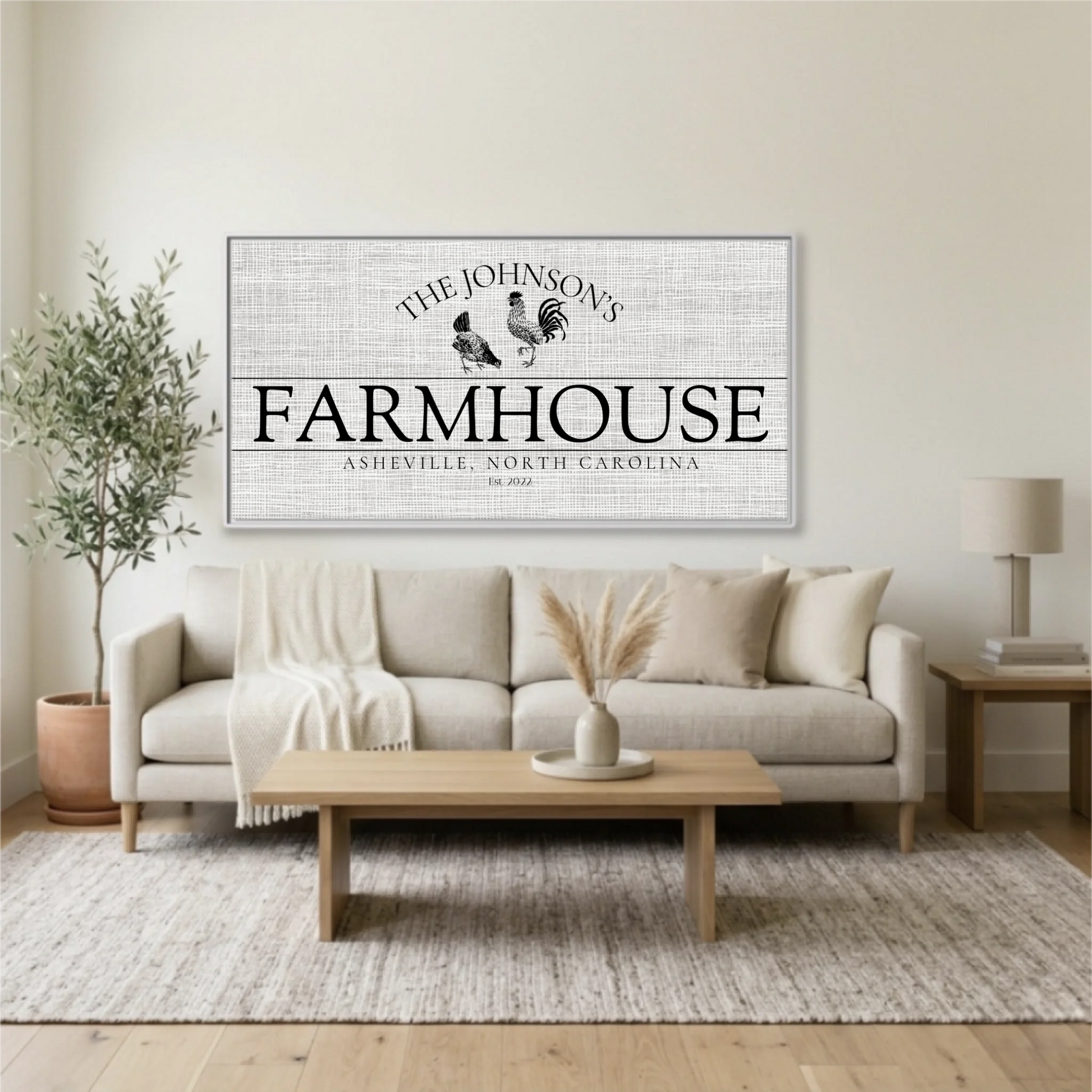Living Room White Framed Wide Format 2.1 Mockup