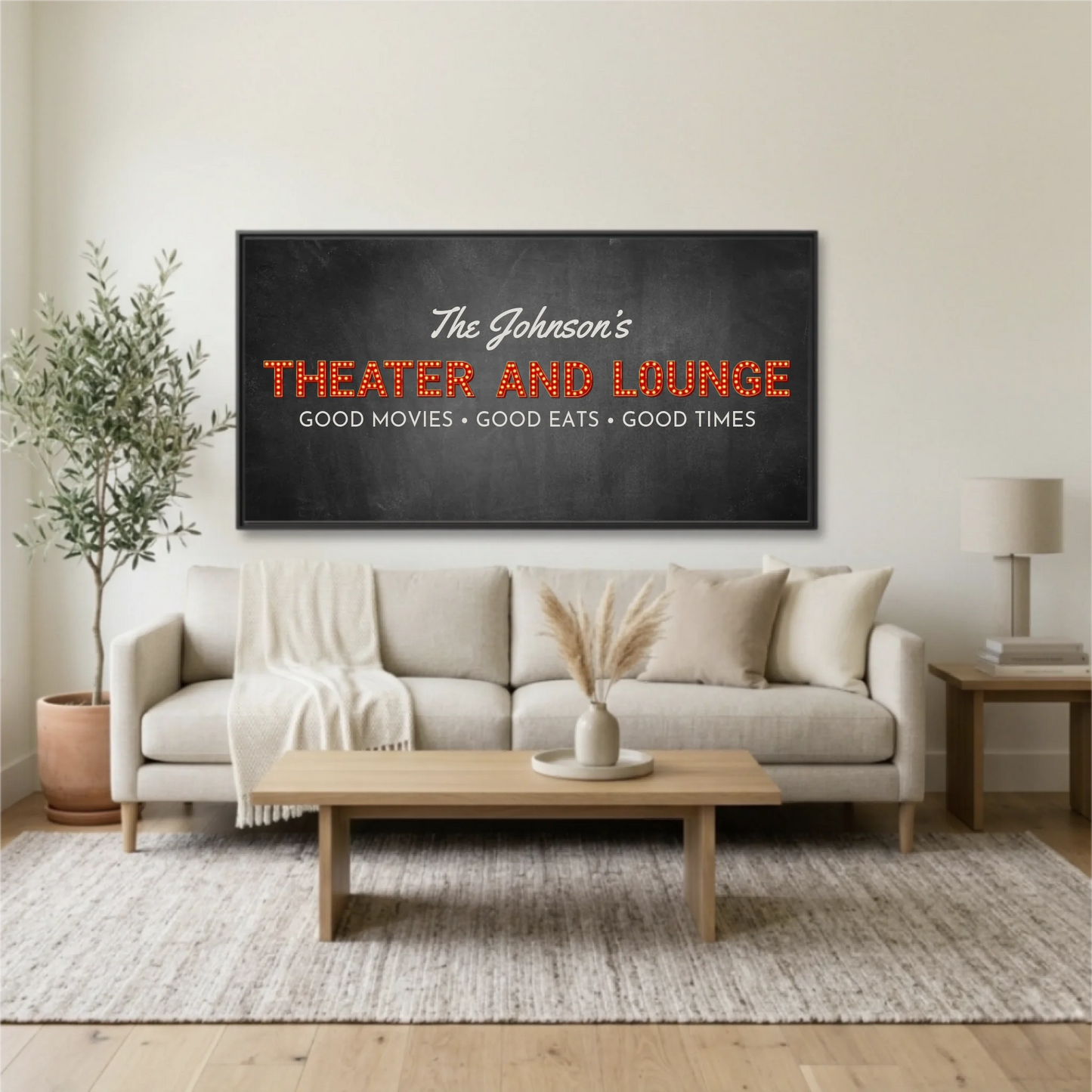Living Room Black Framed Wide Format 2.1 Mockup