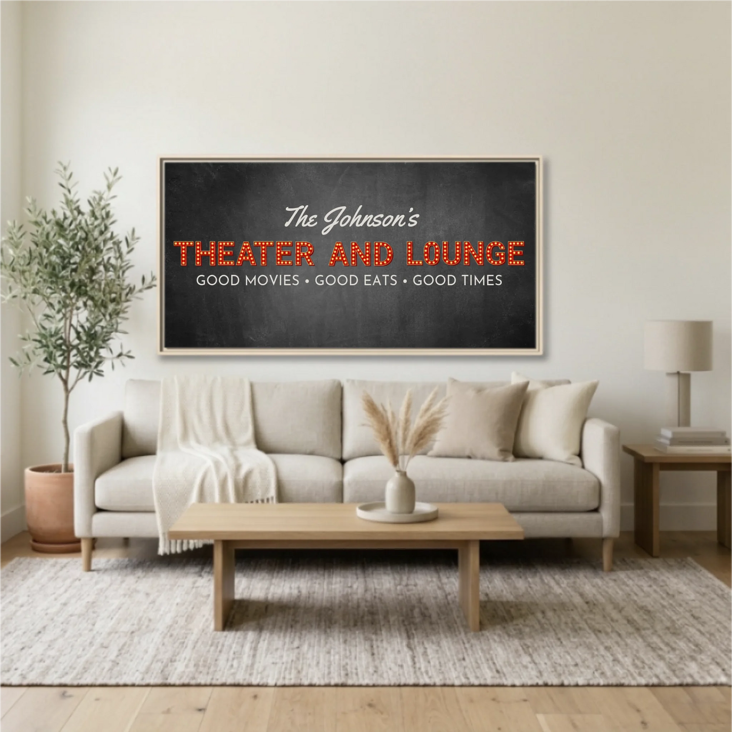 Living Room Natural Framed Wide Format 2.1 Mockup