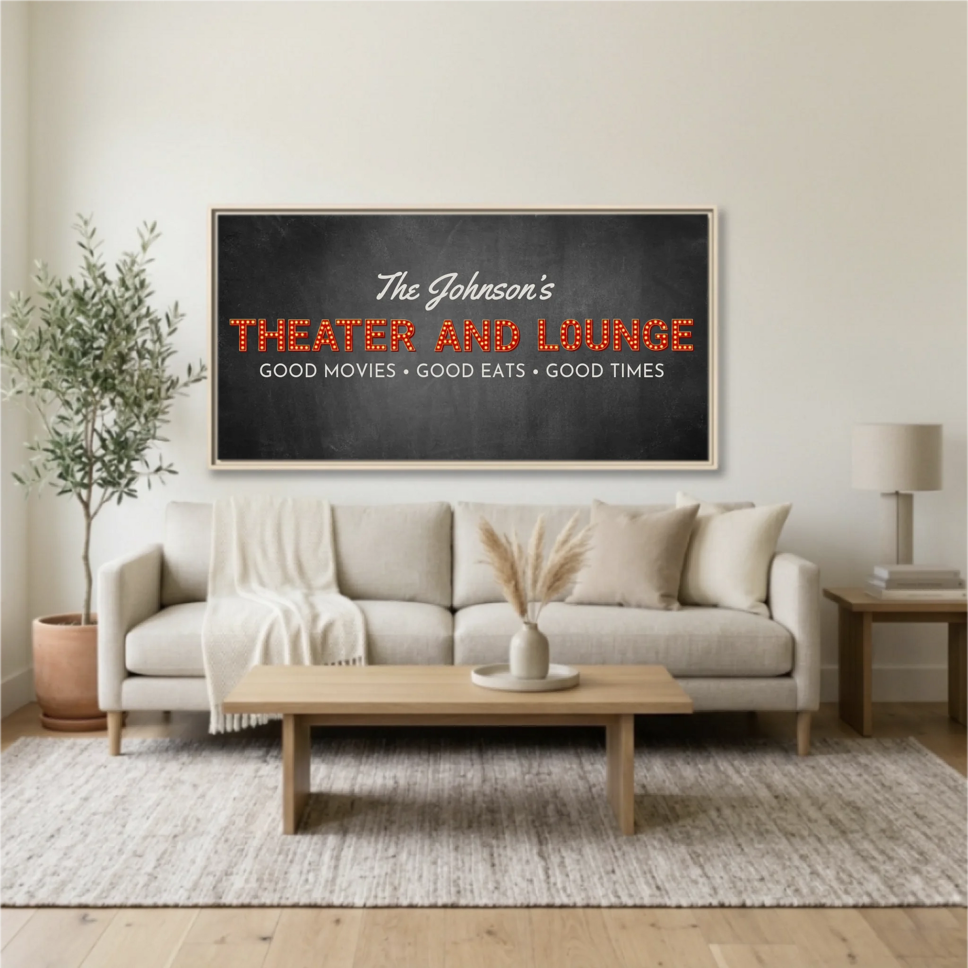 Living Room Natural Framed Wide Format 2.1 Mockup