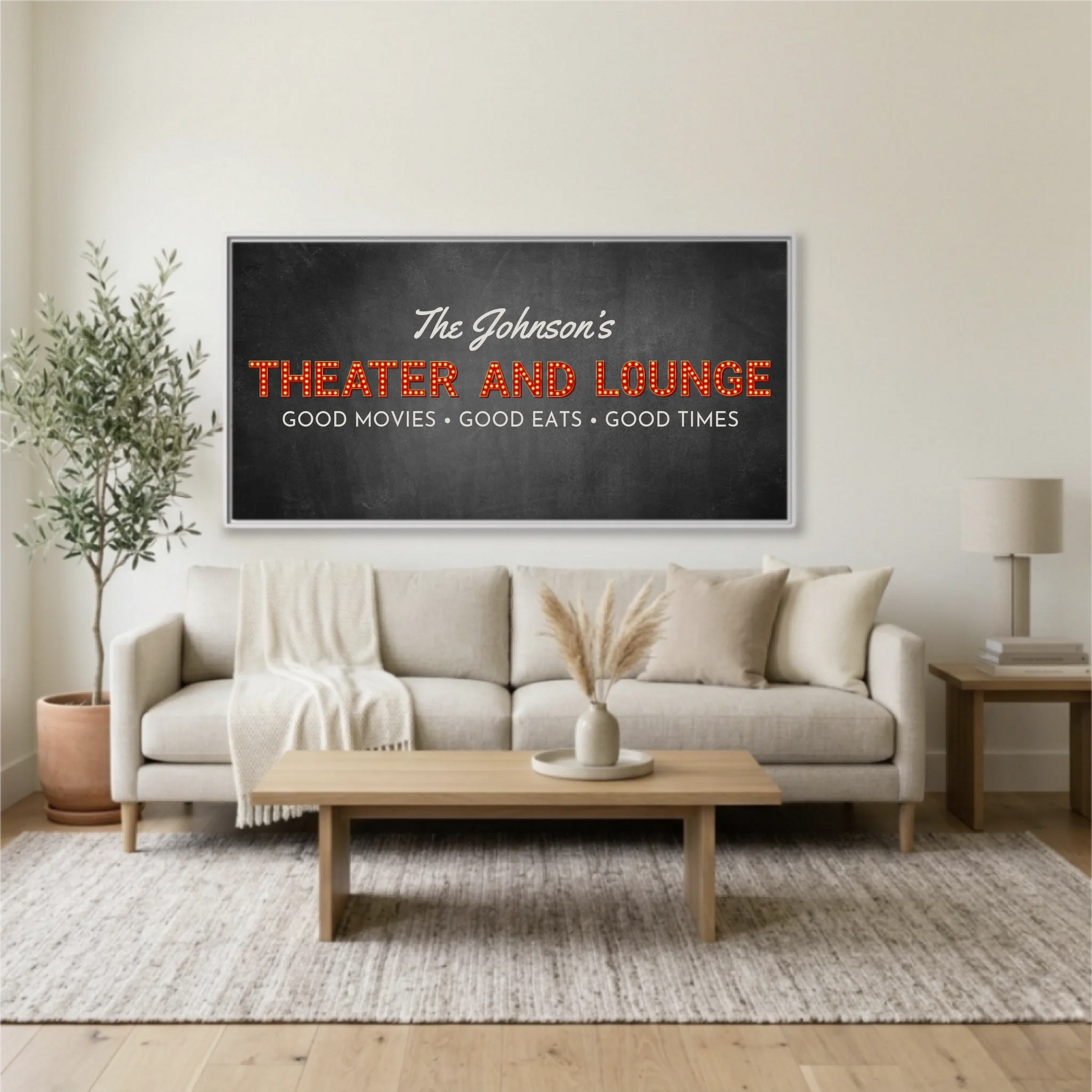 Living Room White Framed Wide Format 2.1 Mockup