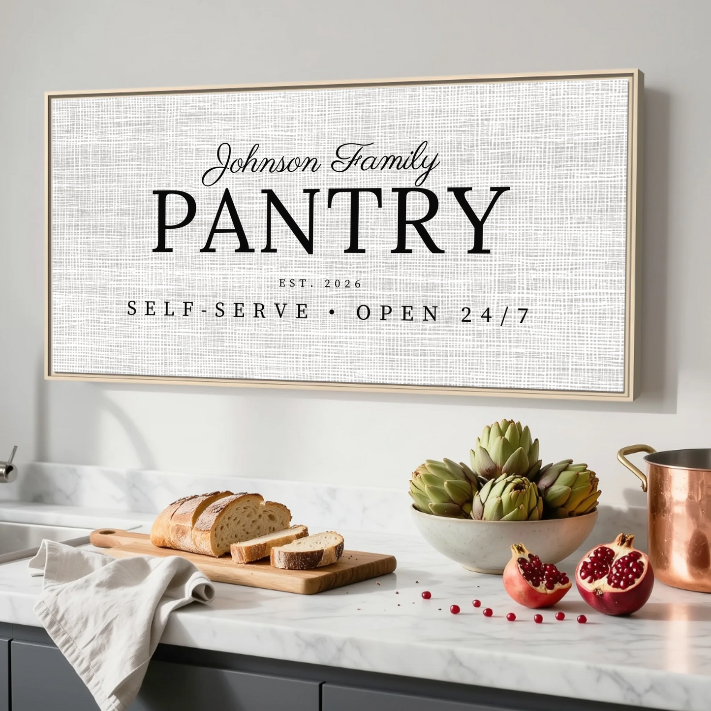 Kitchen Natural Framed Wide Format 2.1 Canvas Mockup