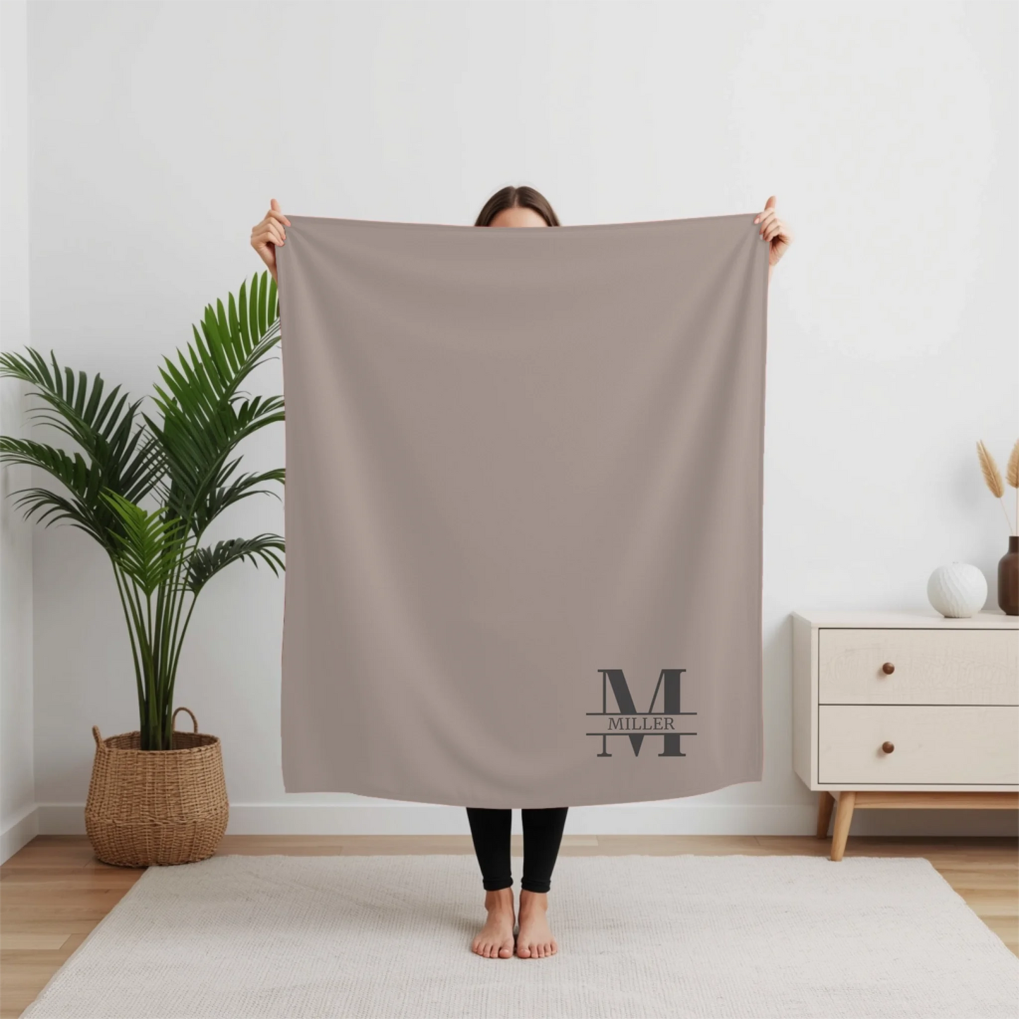 Personalized Corner Monogram Initial Blanket – Custom Family Last Name Art, Meaningful Housewarming Gift