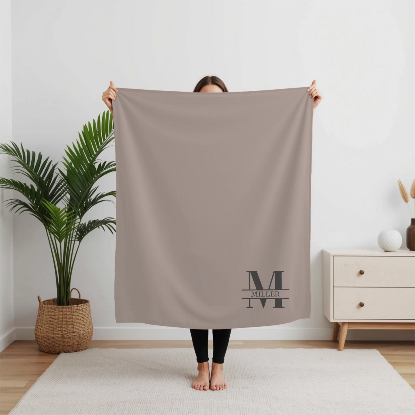 Personalized Corner Monogram Initial Blanket – Custom Family Last Name Art, Meaningful Housewarming Gift
