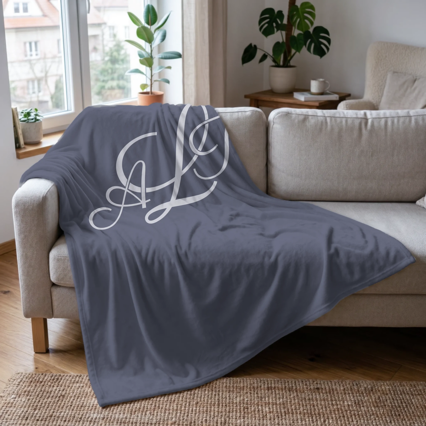 Personalized Three Letter Monogram Initial Blanket – Custom Family Name Throw Blanket, Meaningful Housewarming Gift