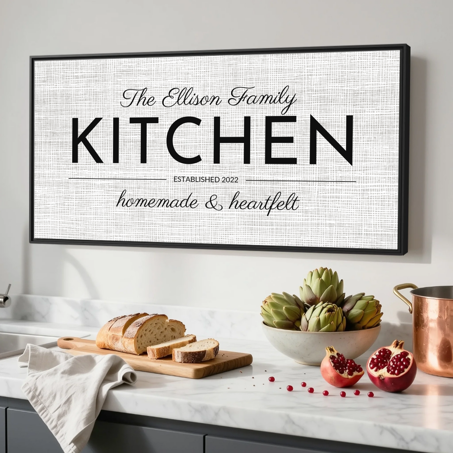 Kitchen Black Framed Wide Format 2.1 Canvas Mockup