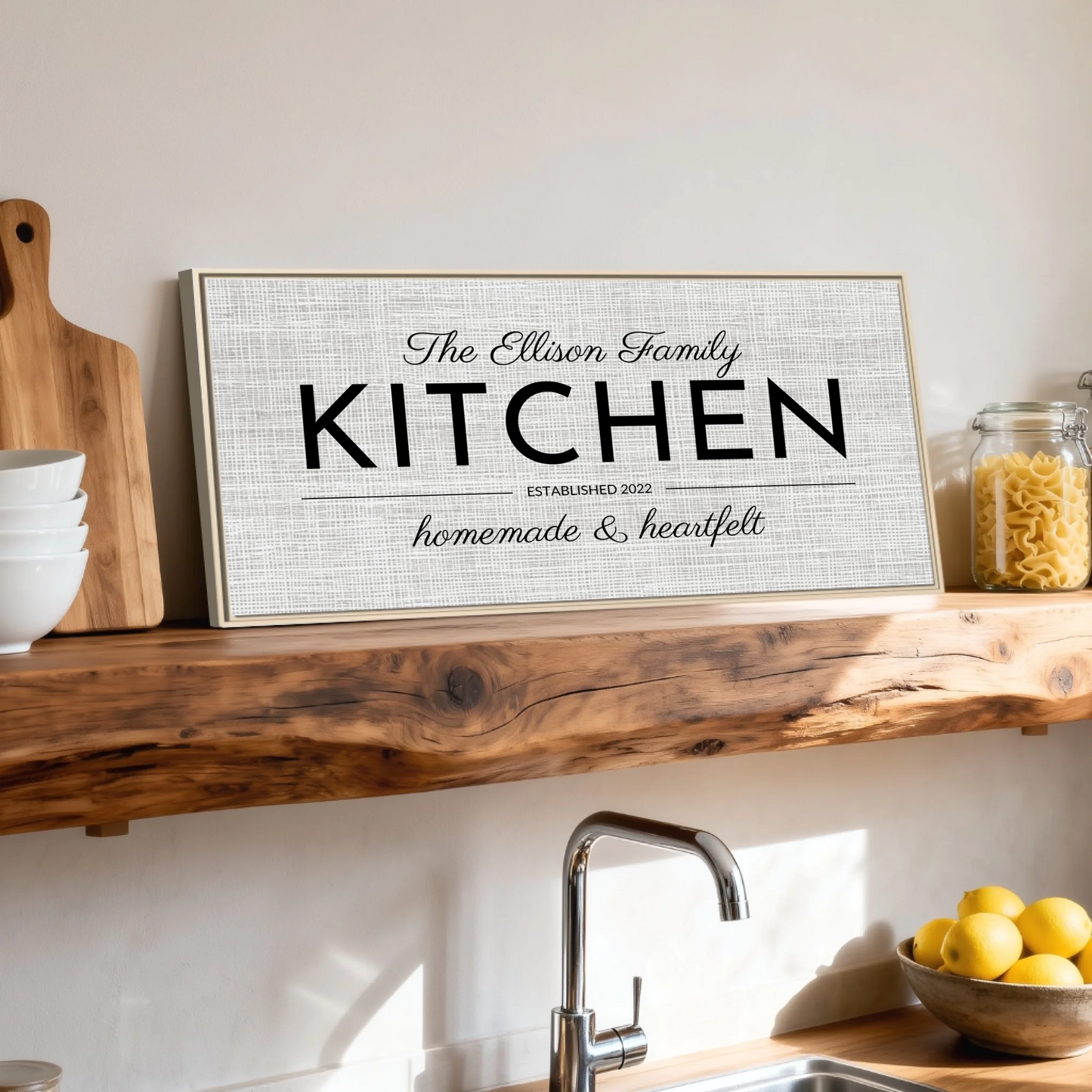 Shelf over kitchen sink natural framed wide format 2.1
