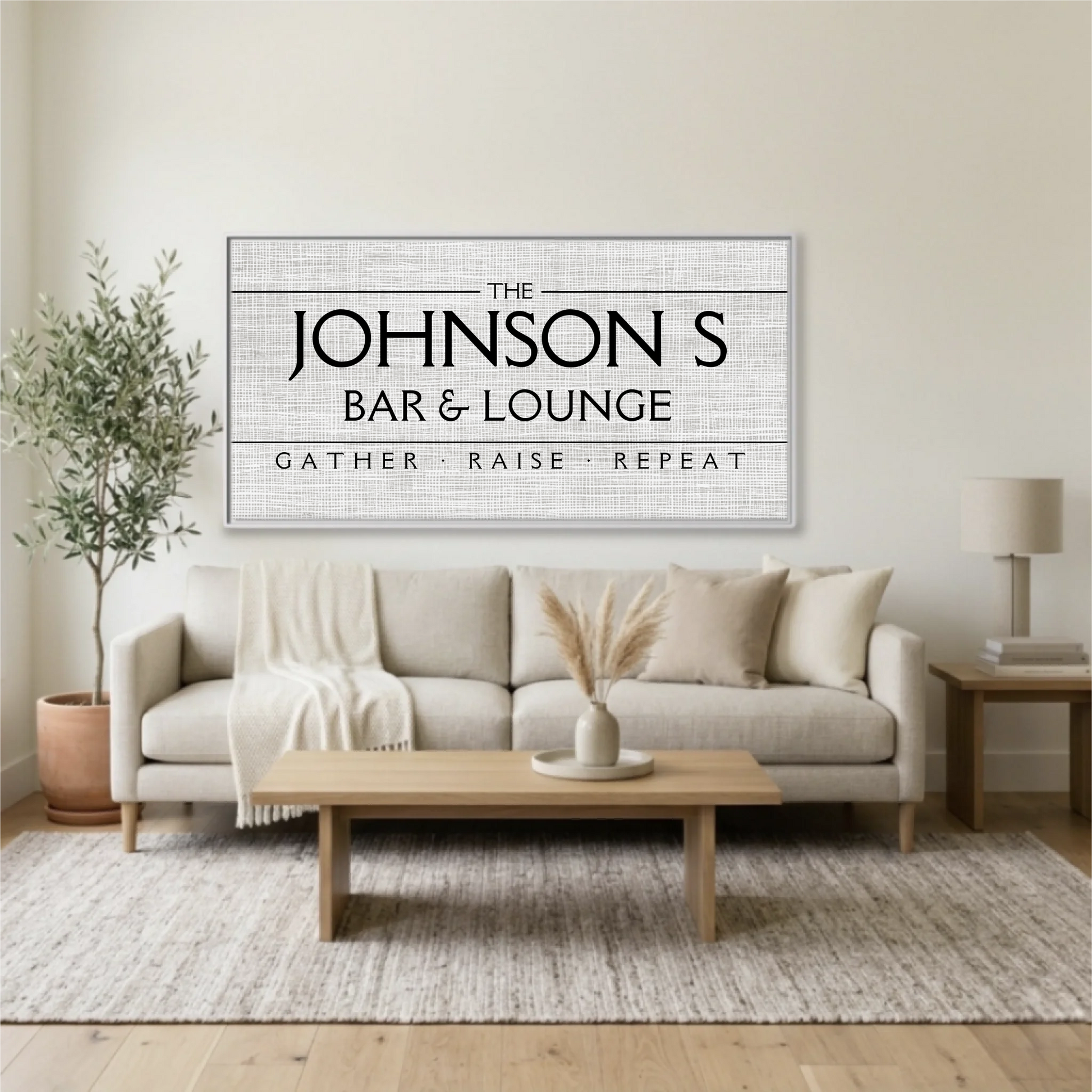 Living Room White Framed Wide Format 2.1 Mockup