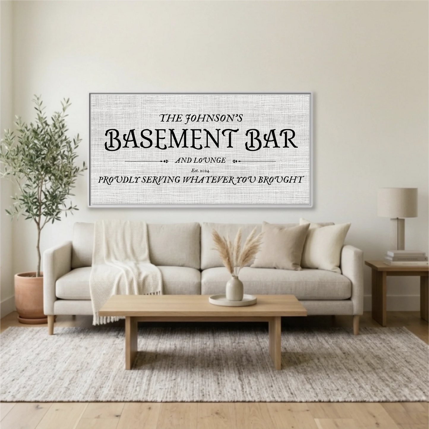 Living Room White Framed Wide Format 2.1 Mockup