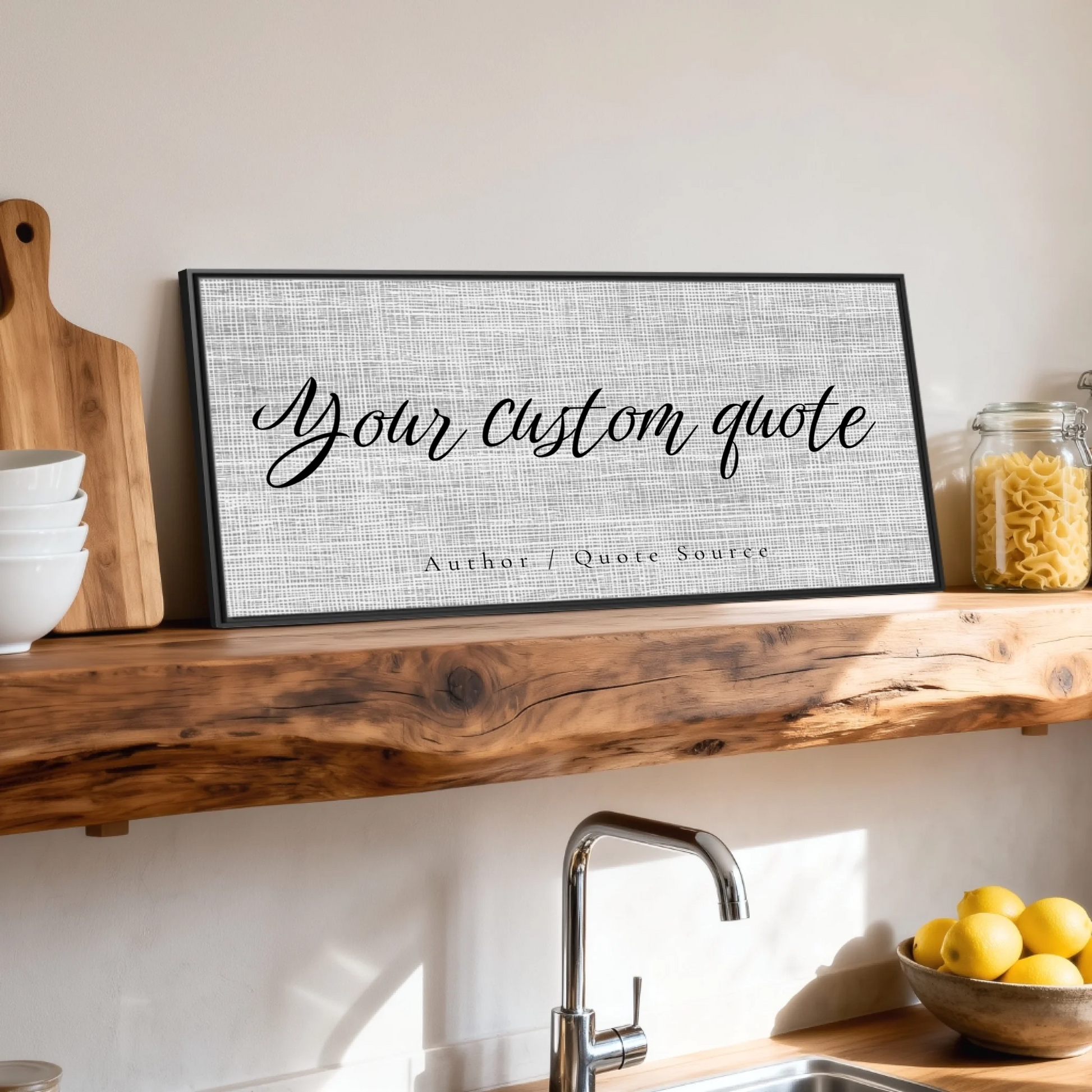 Shelf over kitchen sink black framed wide format 2.1