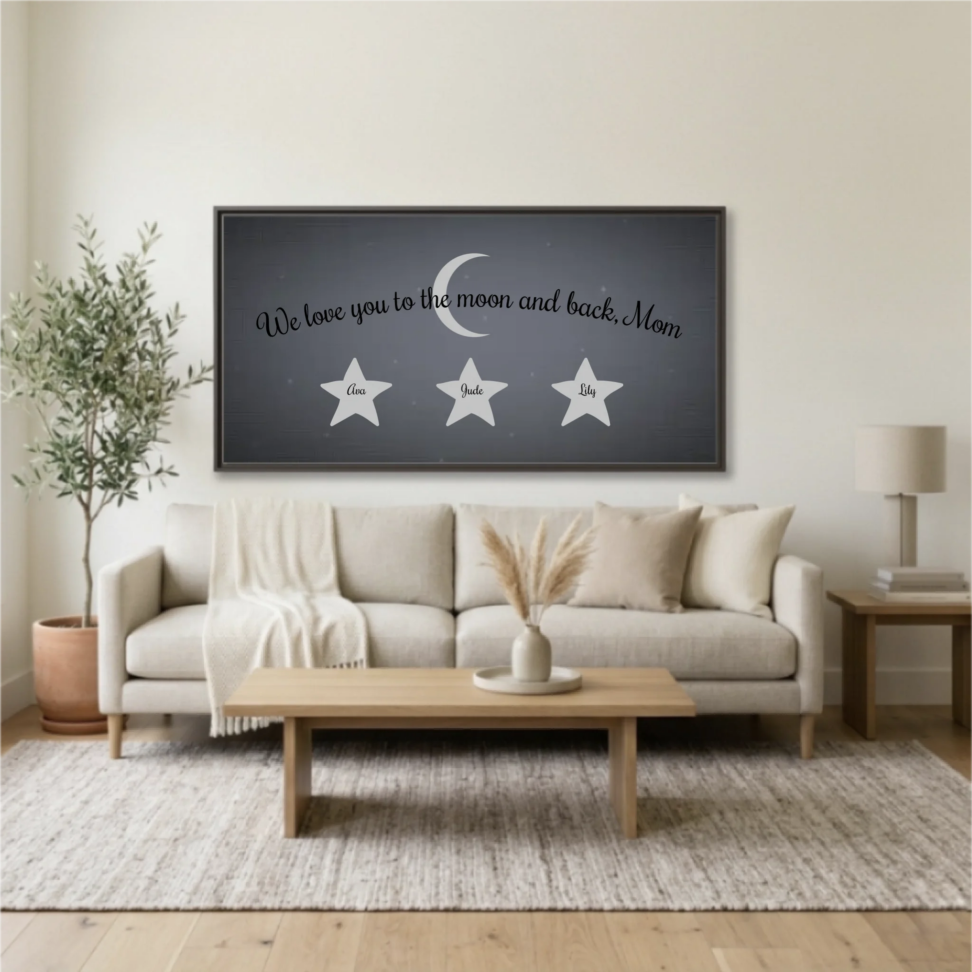 Living Room Espresso Framed Wide Format 2.1 Mockup