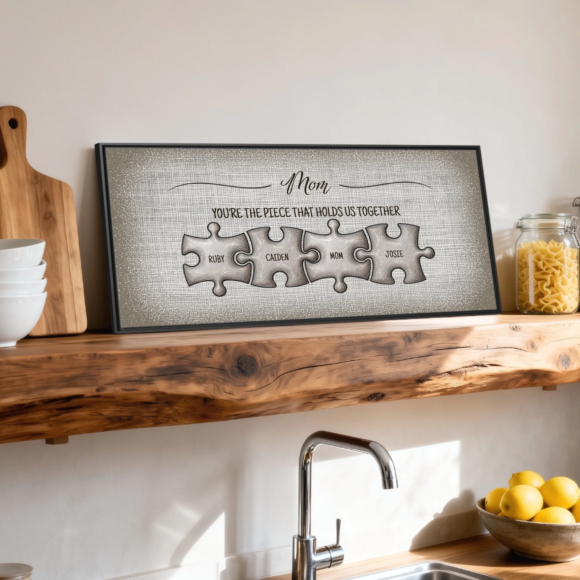 Shelf over kitchen sink black framed wide format 2.1