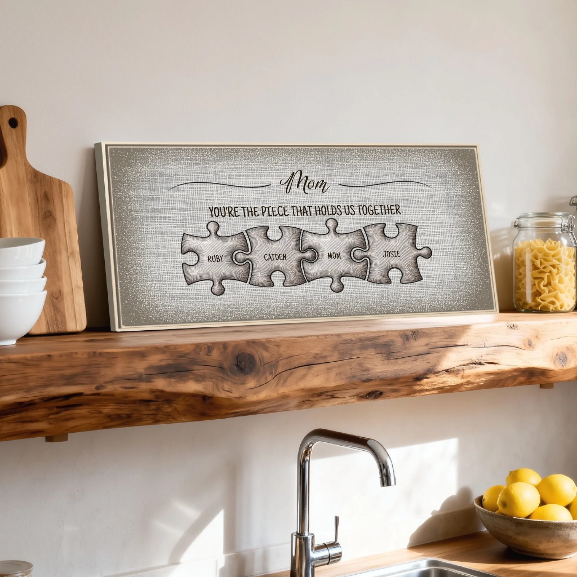 Shelf over kitchen sink natural framed wide format 2.1