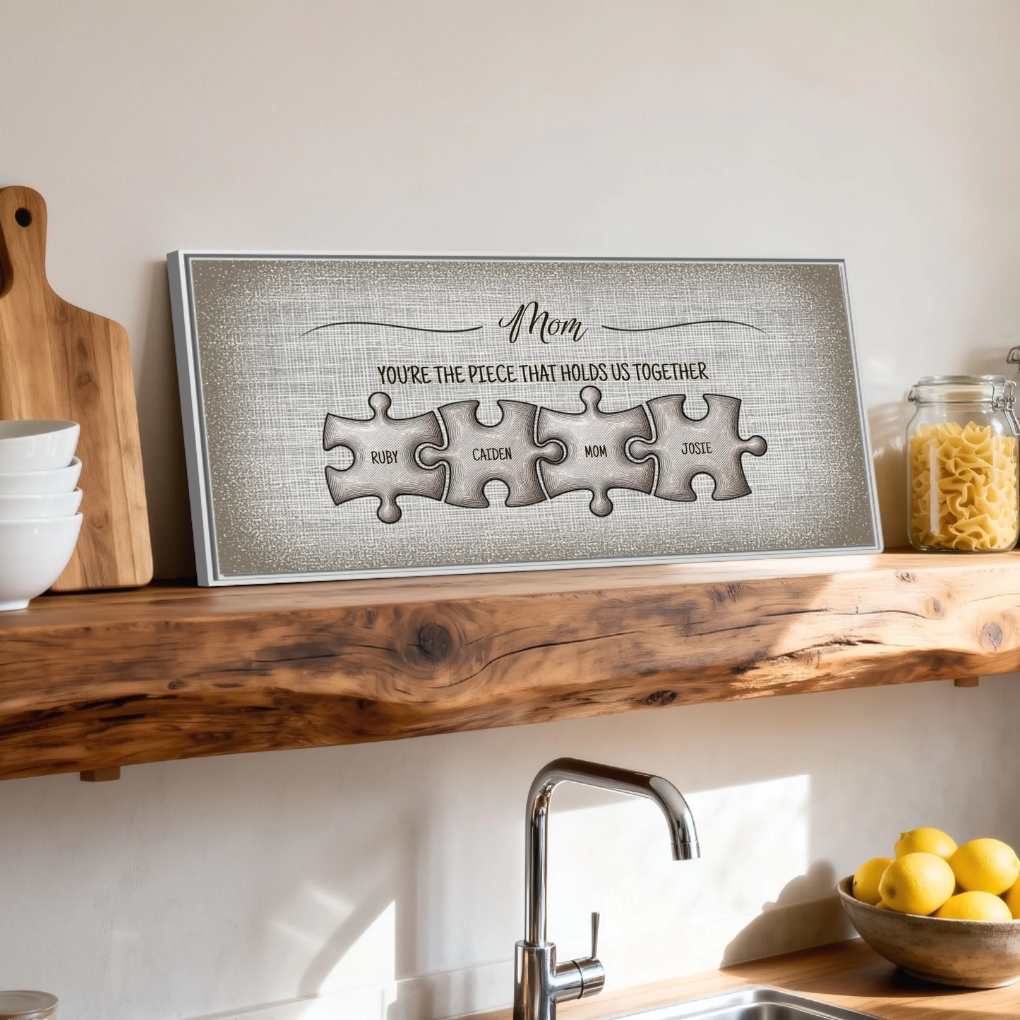 Shelf over kitchen sink white framed wide format 2.1
