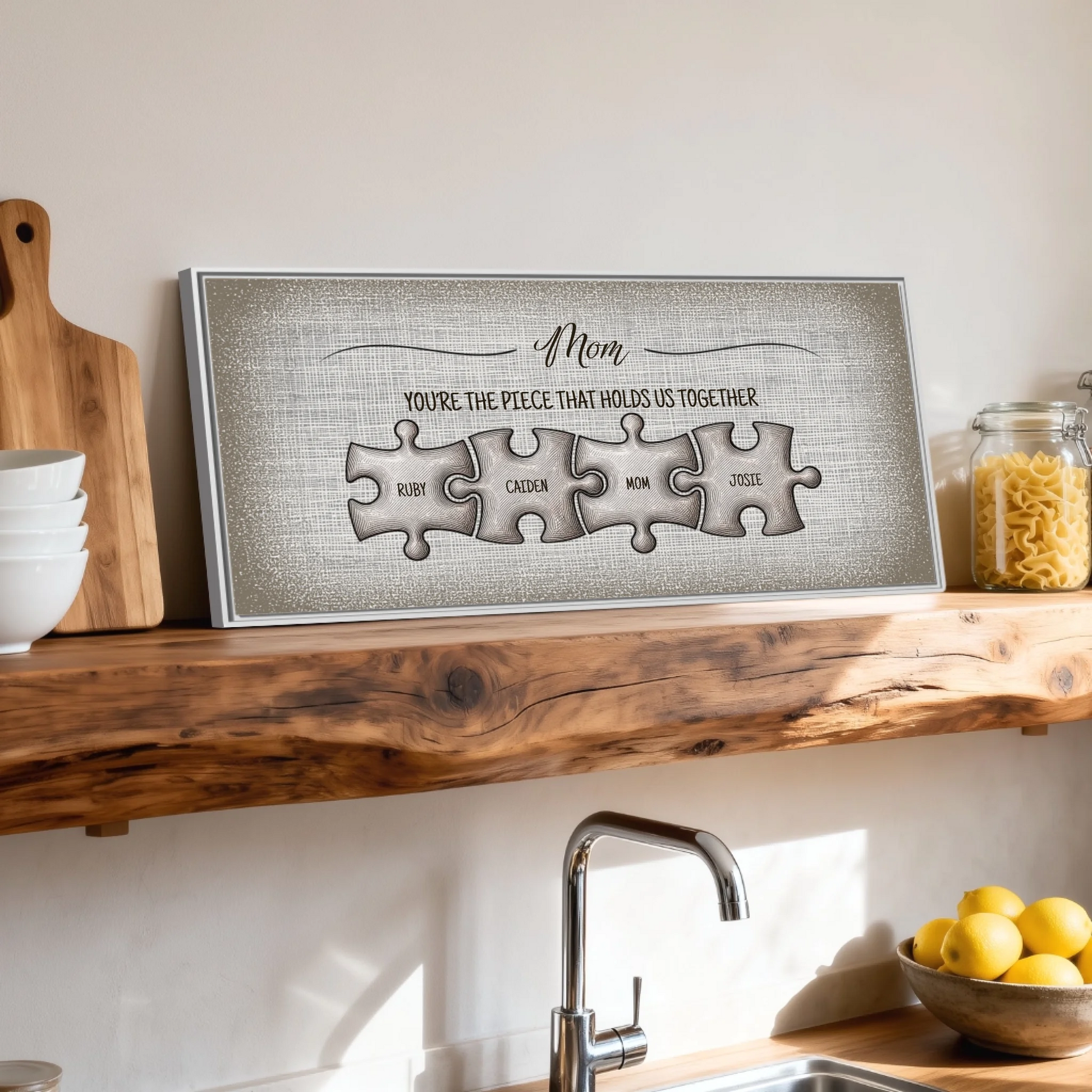 Shelf over kitchen sink white framed wide format 2.1