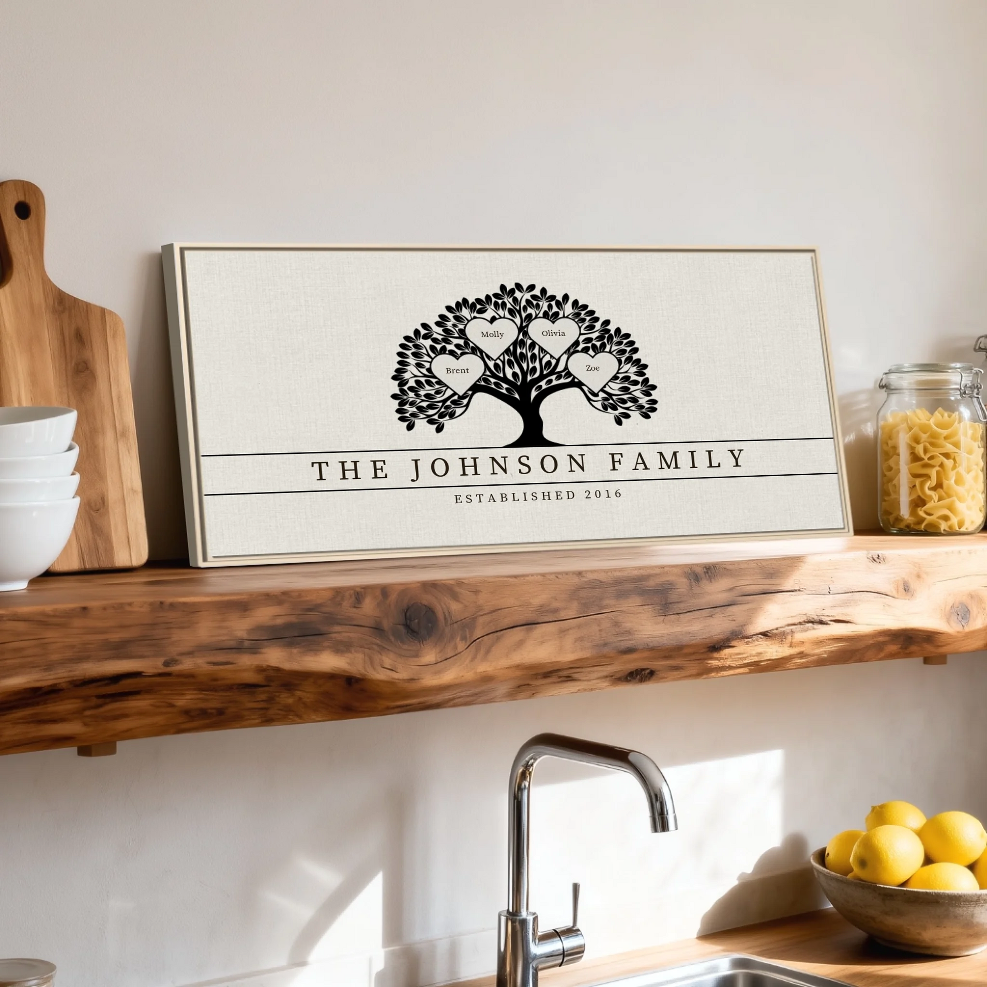 Shelf over kitchen sink natural framed wide format 2.1