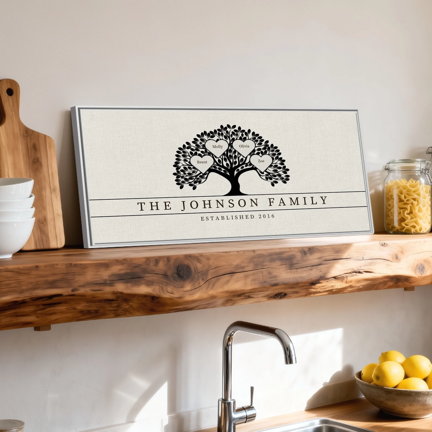 Shelf over kitchen sink white framed wide format 2.1