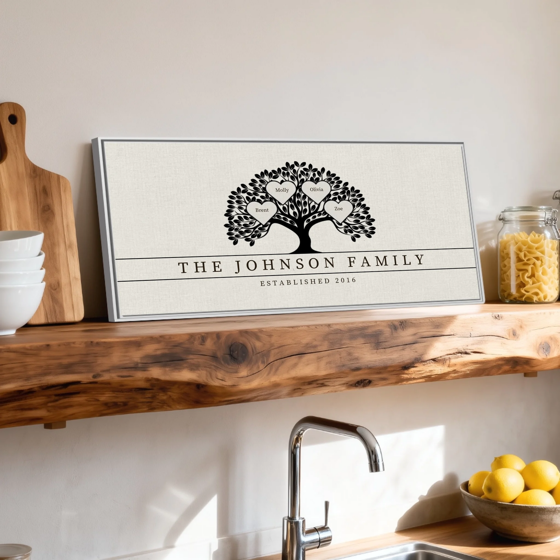 Shelf over kitchen sink white framed wide format 2.1