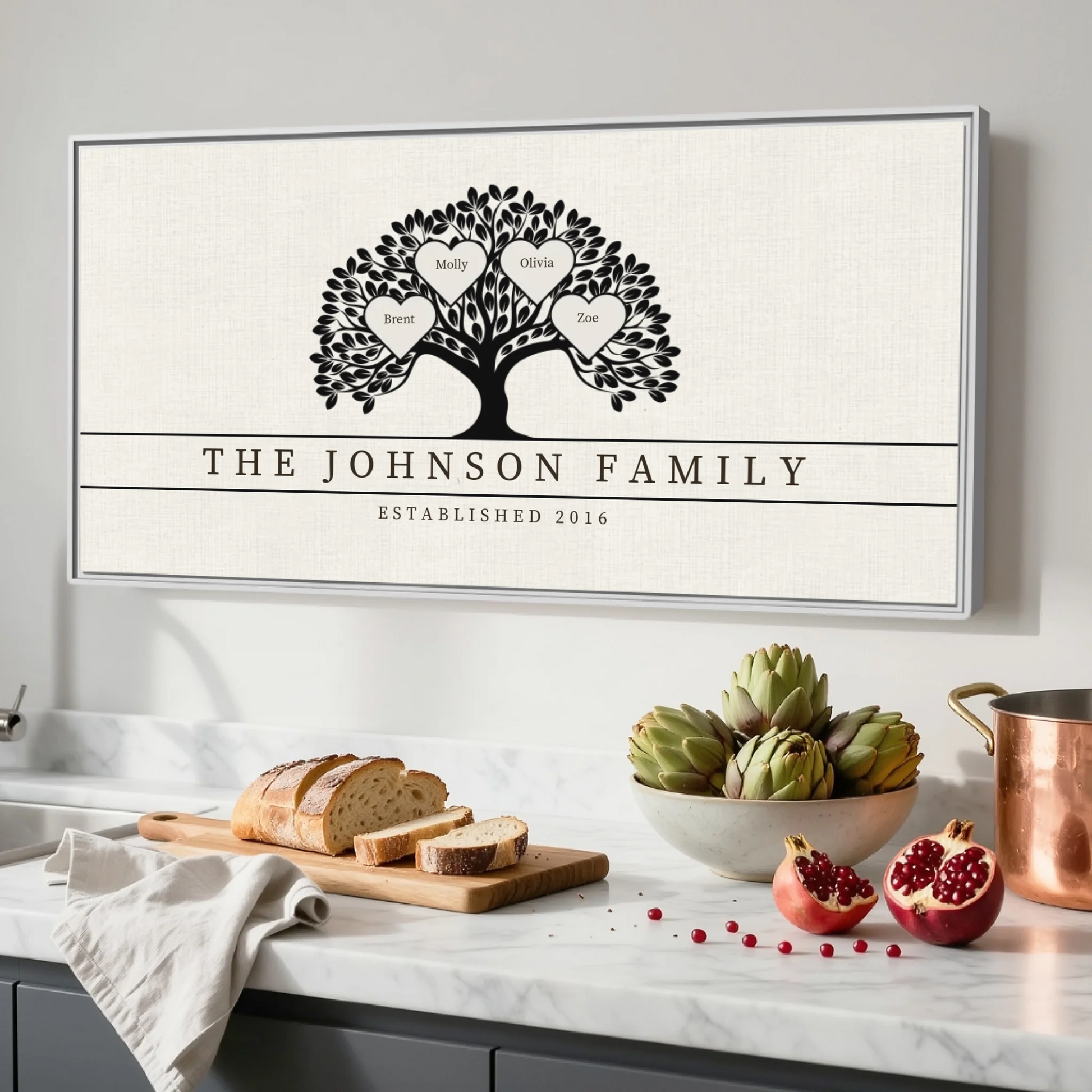 Kitchen White Framed Wide Format 2.1 Canvas Mockup
