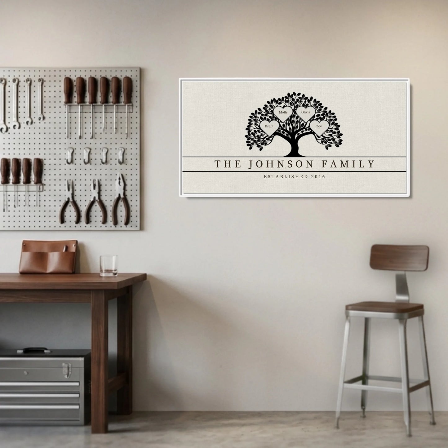 Garage White Framed Wide Format 2.1 Canvas Mockup