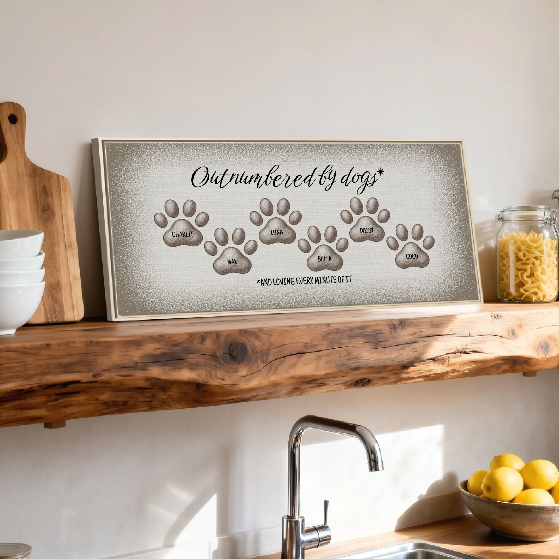 Shelf over kitchen sink natural framed wide format 2.1