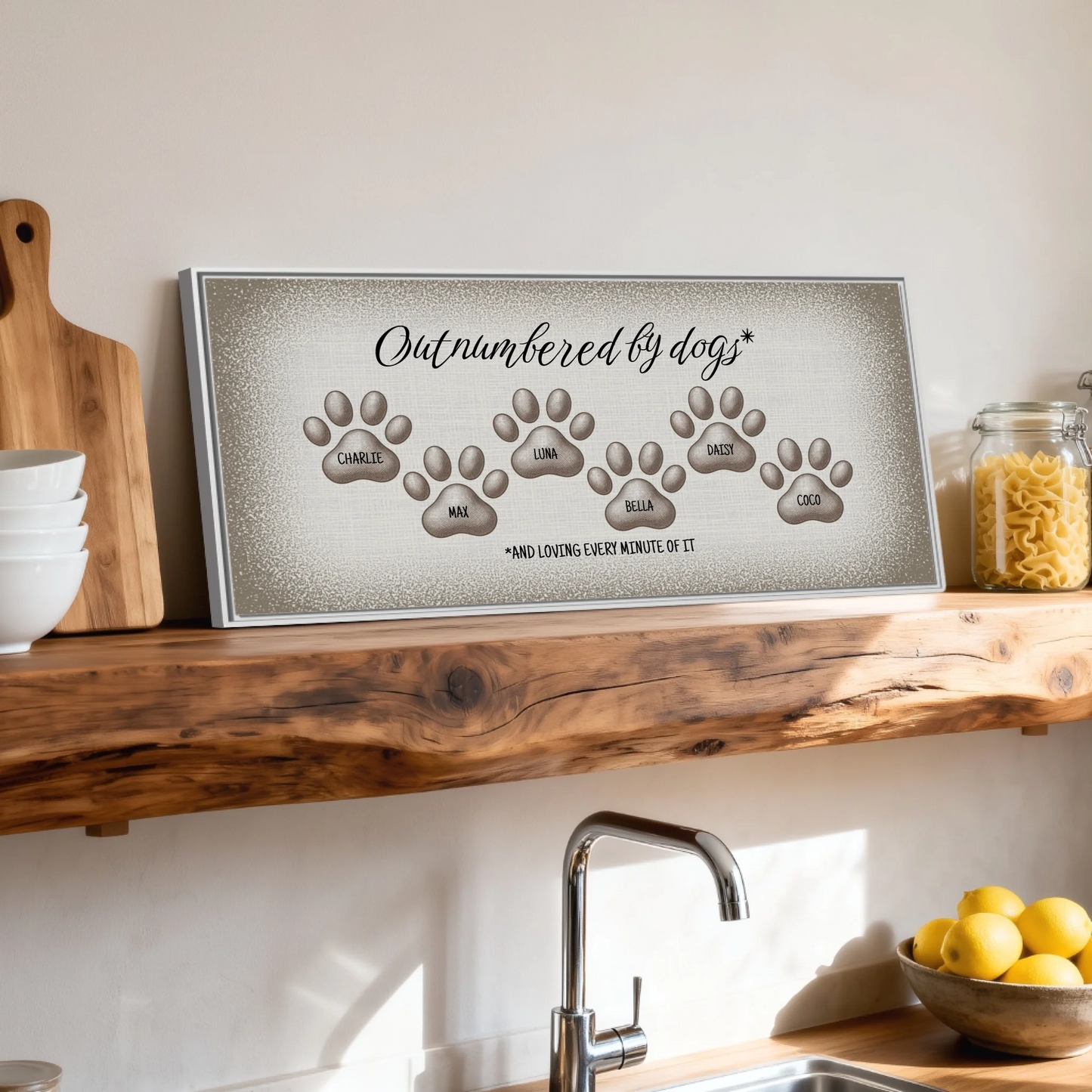 Shelf over kitchen sink white framed wide format 2.1