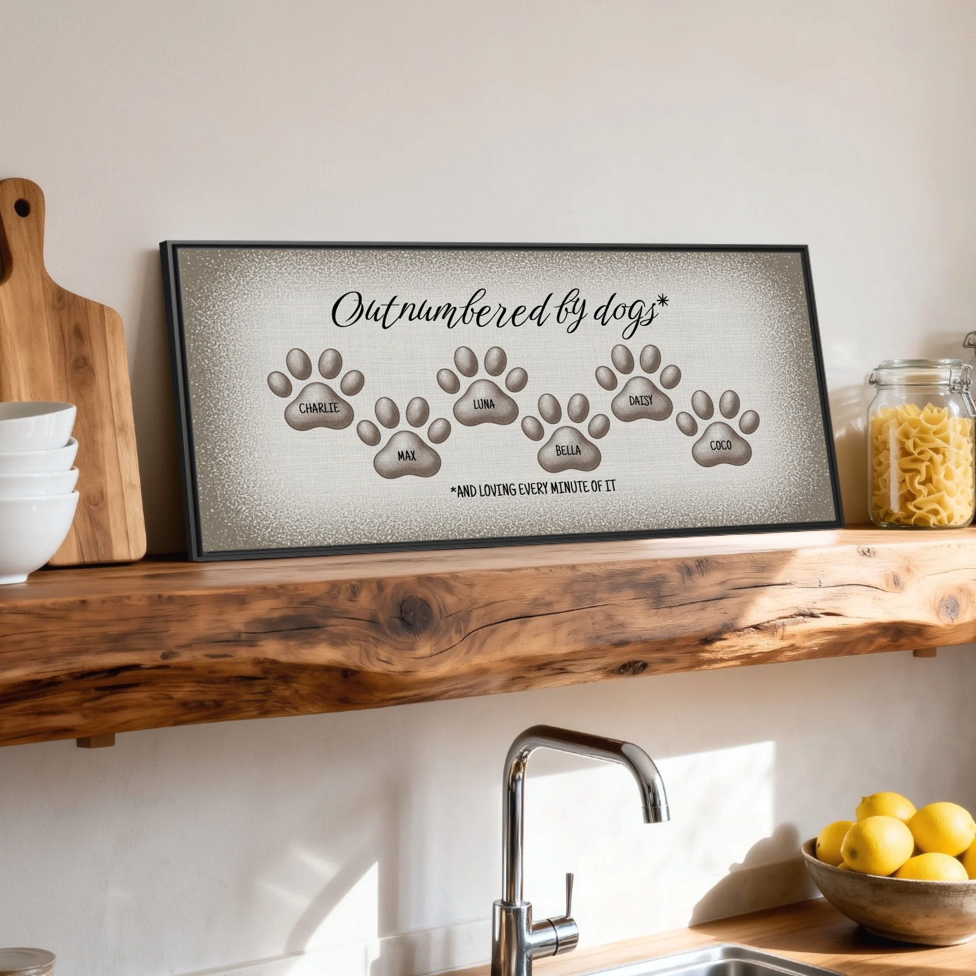 Shelf over kitchen sink black framed wide format 2.1