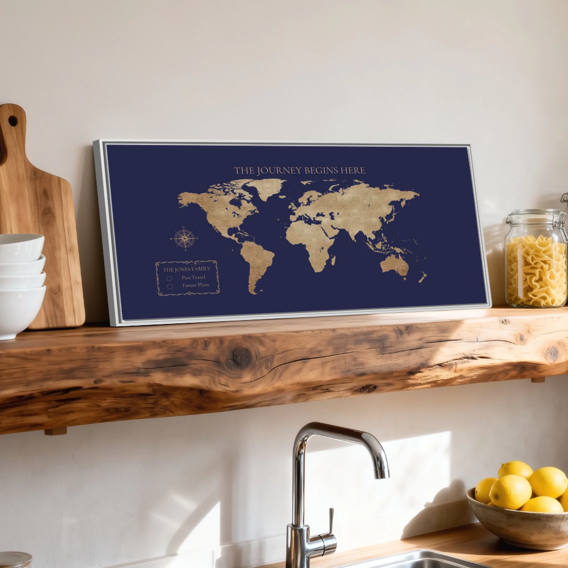 Shelf over kitchen sink white framed wide format 2.1