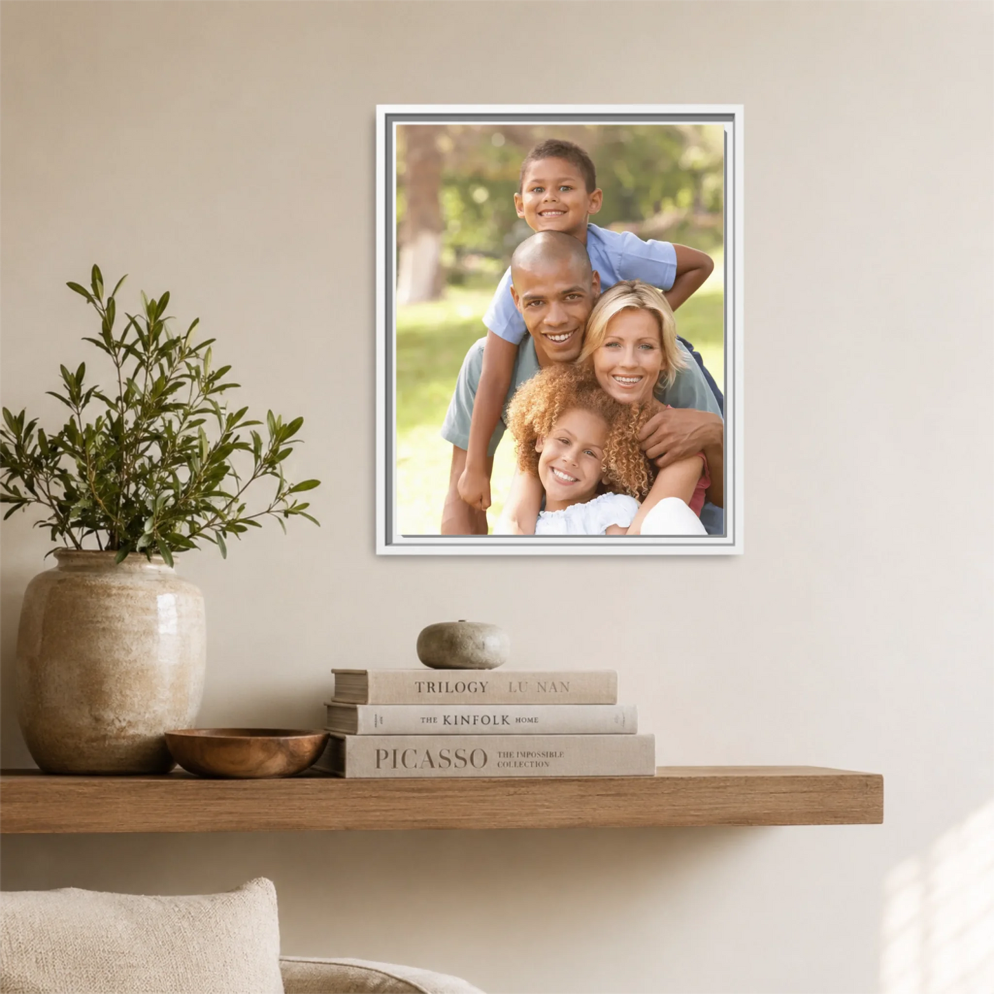 White Framed 16x20 Vertical Canvas (4.5) Mockup For TIB
