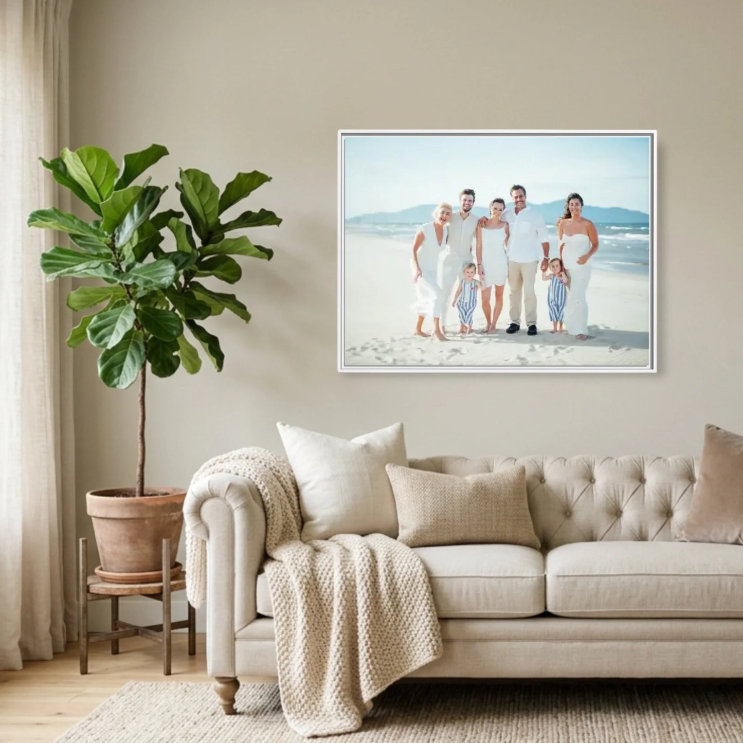 White Framed Horizontal 4.3 Rectangular Canvas Lifestyle Mockup