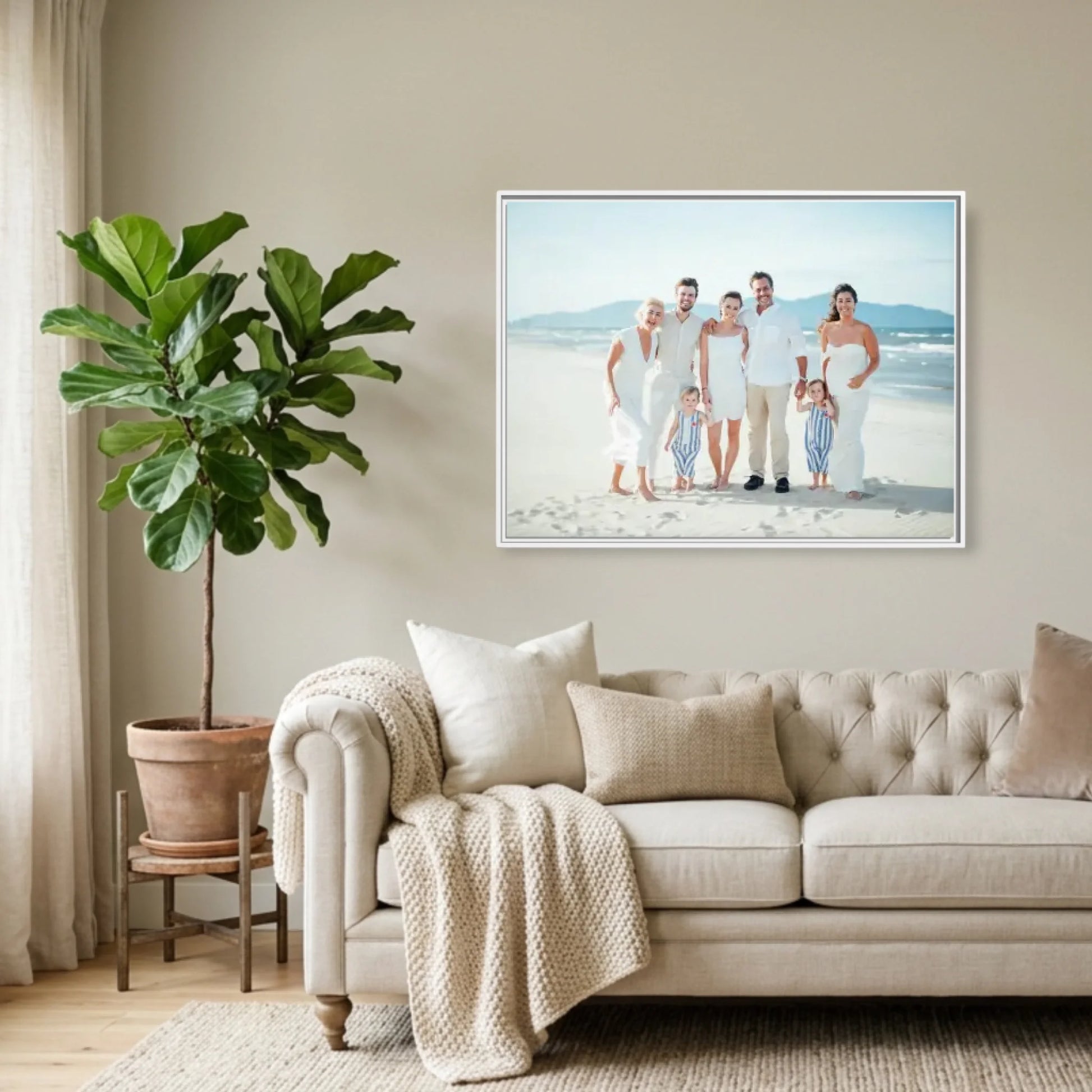 White Framed Horizontal 4.3 Rectangular Canvas Lifestyle Mockup