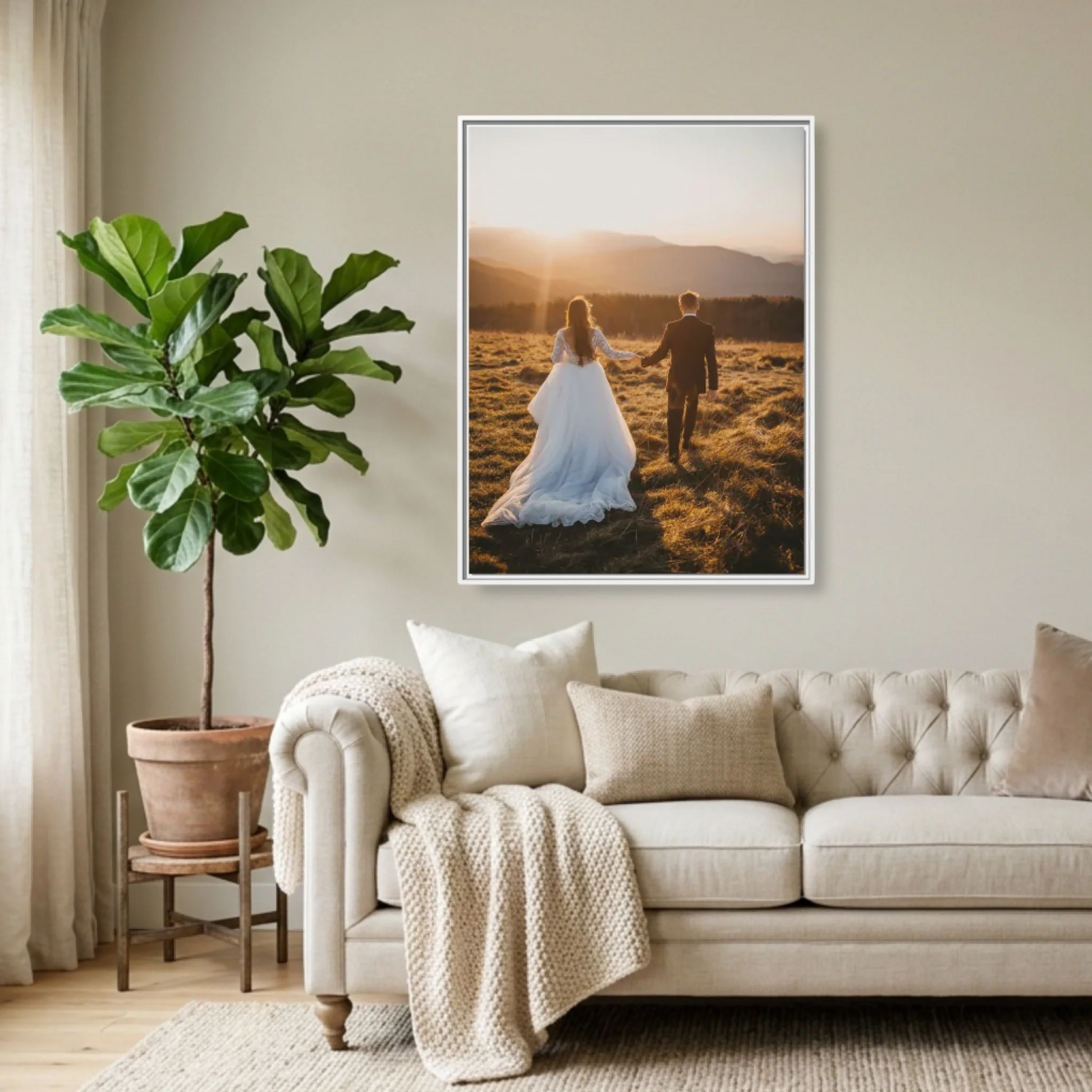 White Framed 30x40 (3.4) Vertical Rectangular Canvas