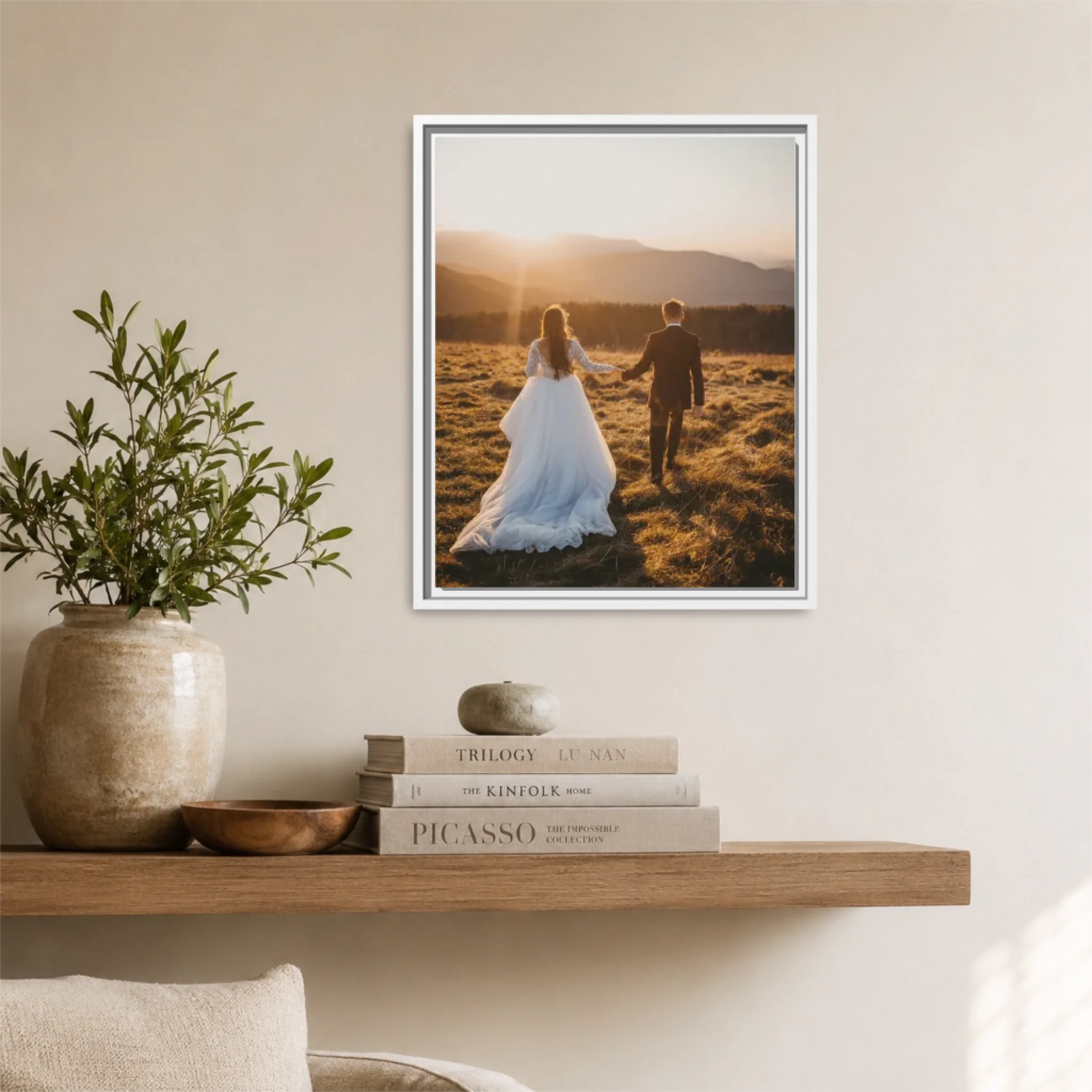 White Framed 16x20 Vertical Canvas (4.5) Mockup For TIB
