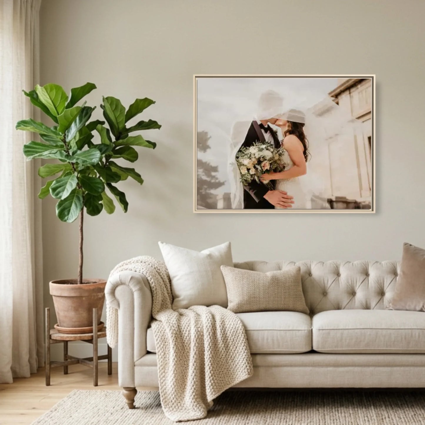 Natural Framed Horizontal 4.3 Rectangular Canvas Lifestyle Mockup