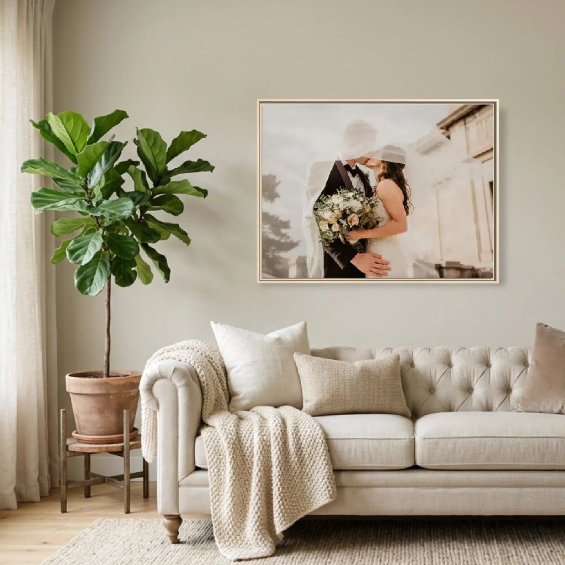 Natural Framed Horizontal 4.3 Rectangular Canvas Lifestyle Mockup