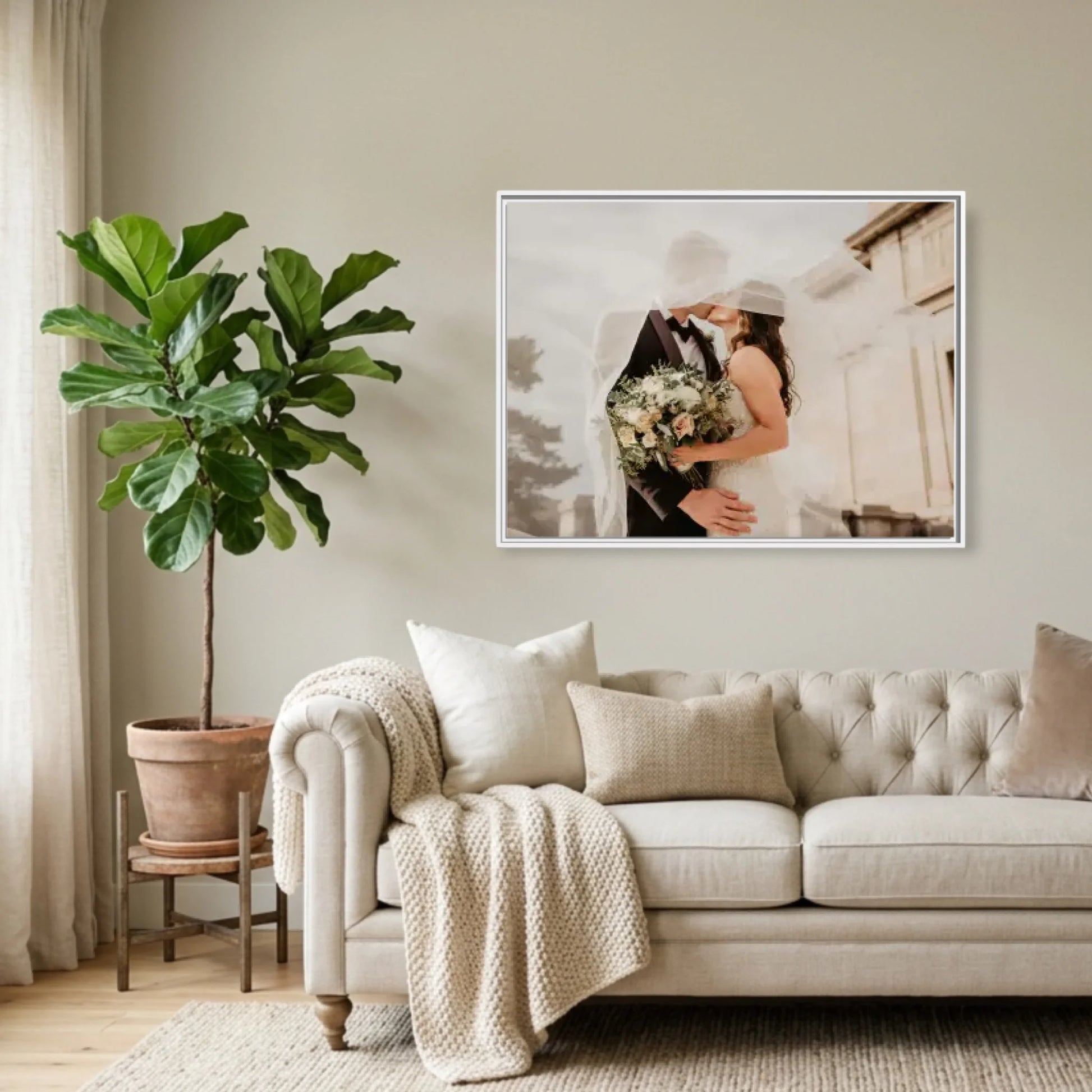 White Framed Horizontal 4.3 Rectangular Canvas Lifestyle Mockup