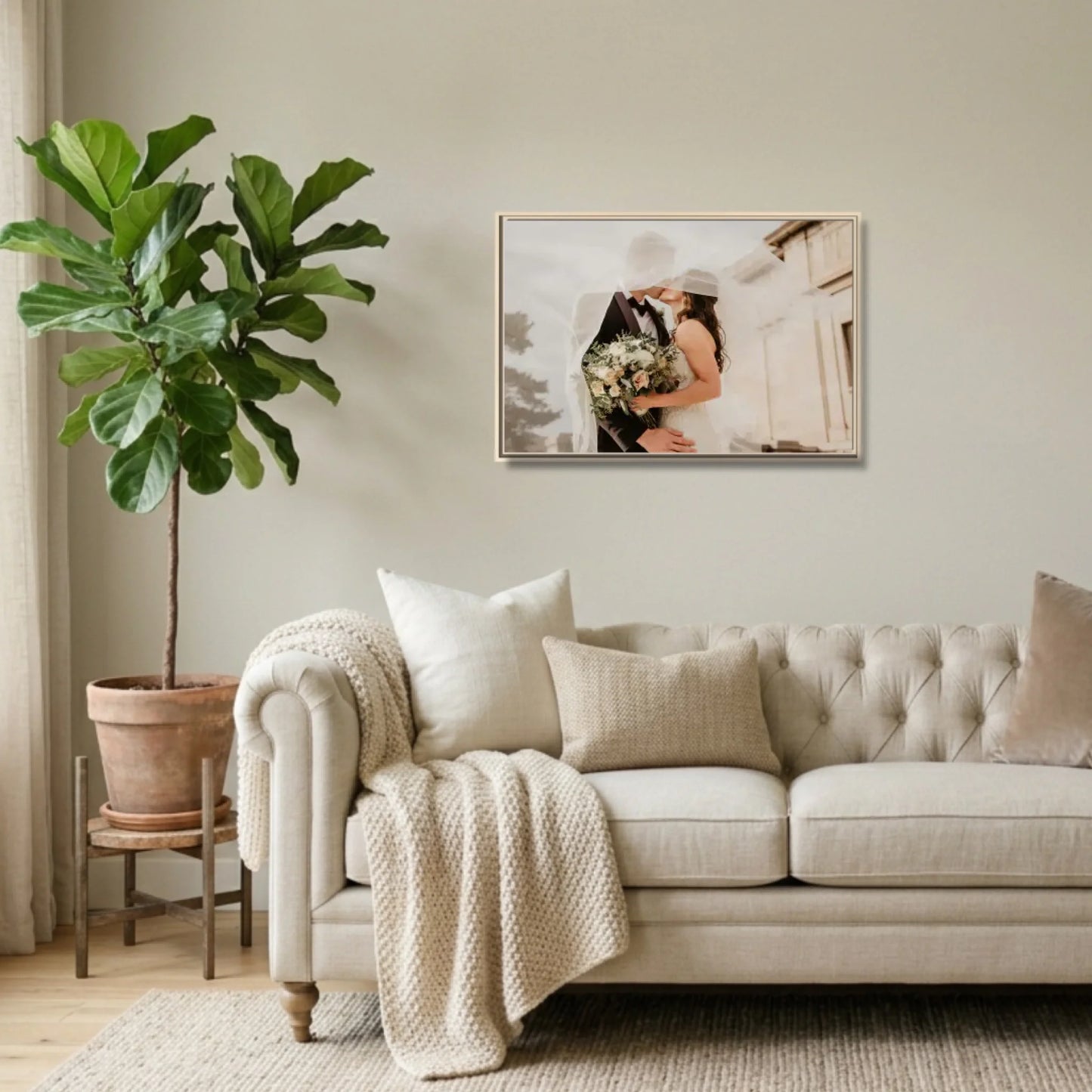 Natural framed 36x24 Horizontal Canvas (2.3) Lifestyle Mockup