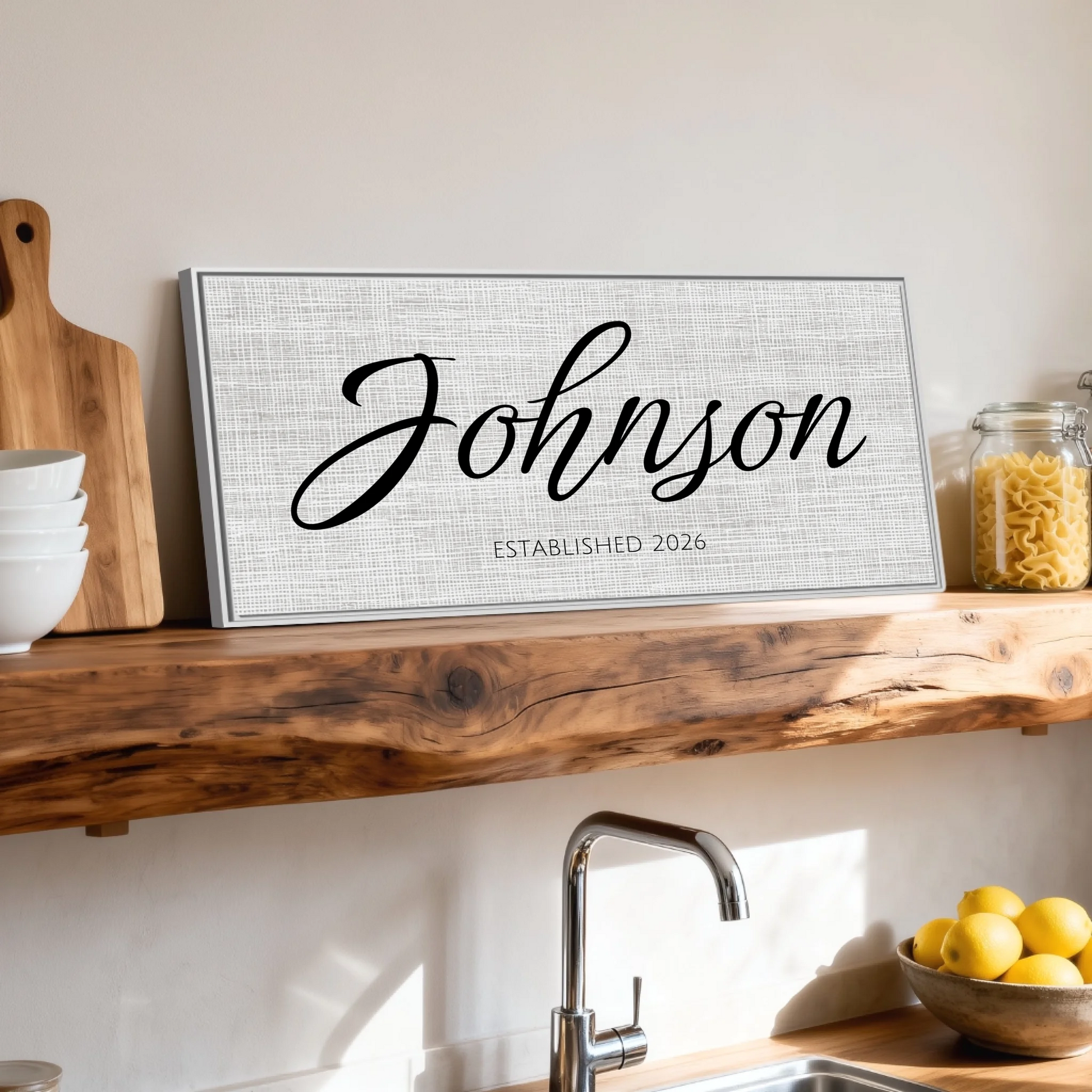 Shelf over kitchen sink white framed wide format 2.1