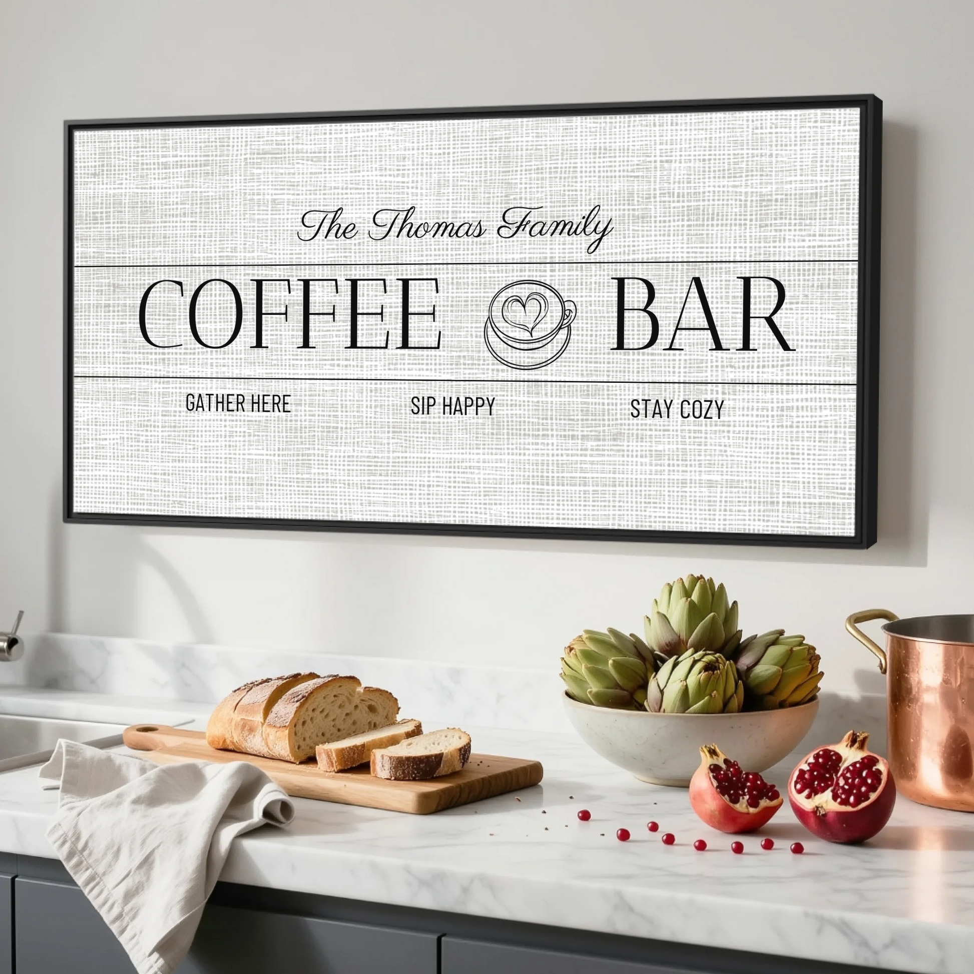 Kitchen Black Framed Wide Format 2.1 Canvas Mockup