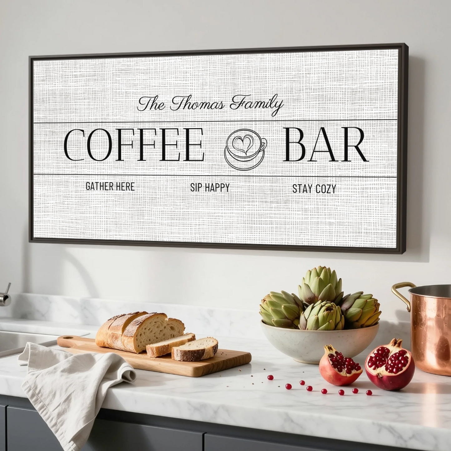 Kitchen Espresso Framed Wide Format 2.1 Canvas Mockup