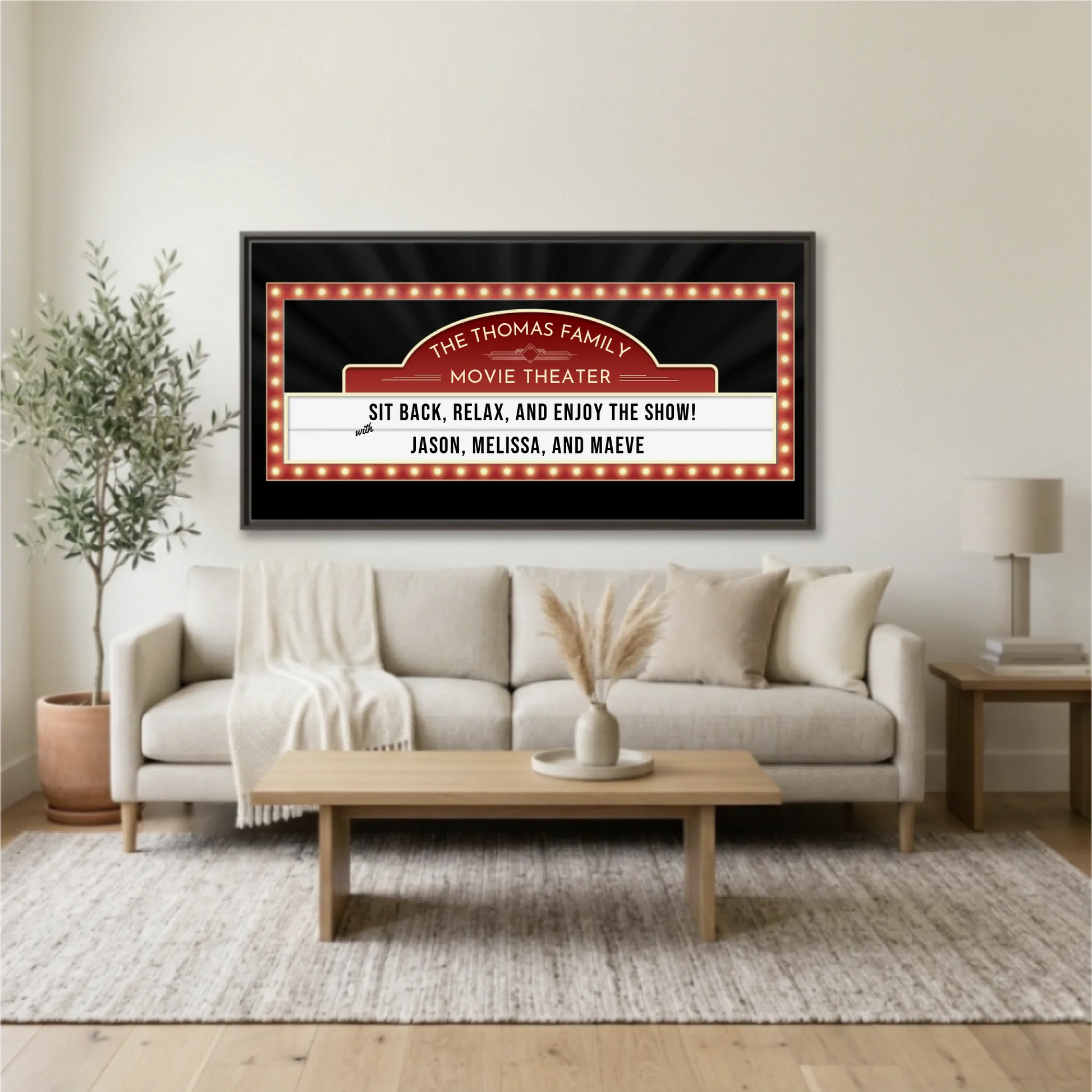 Living Room Espresso Framed Wide Format 2.1 Mockup