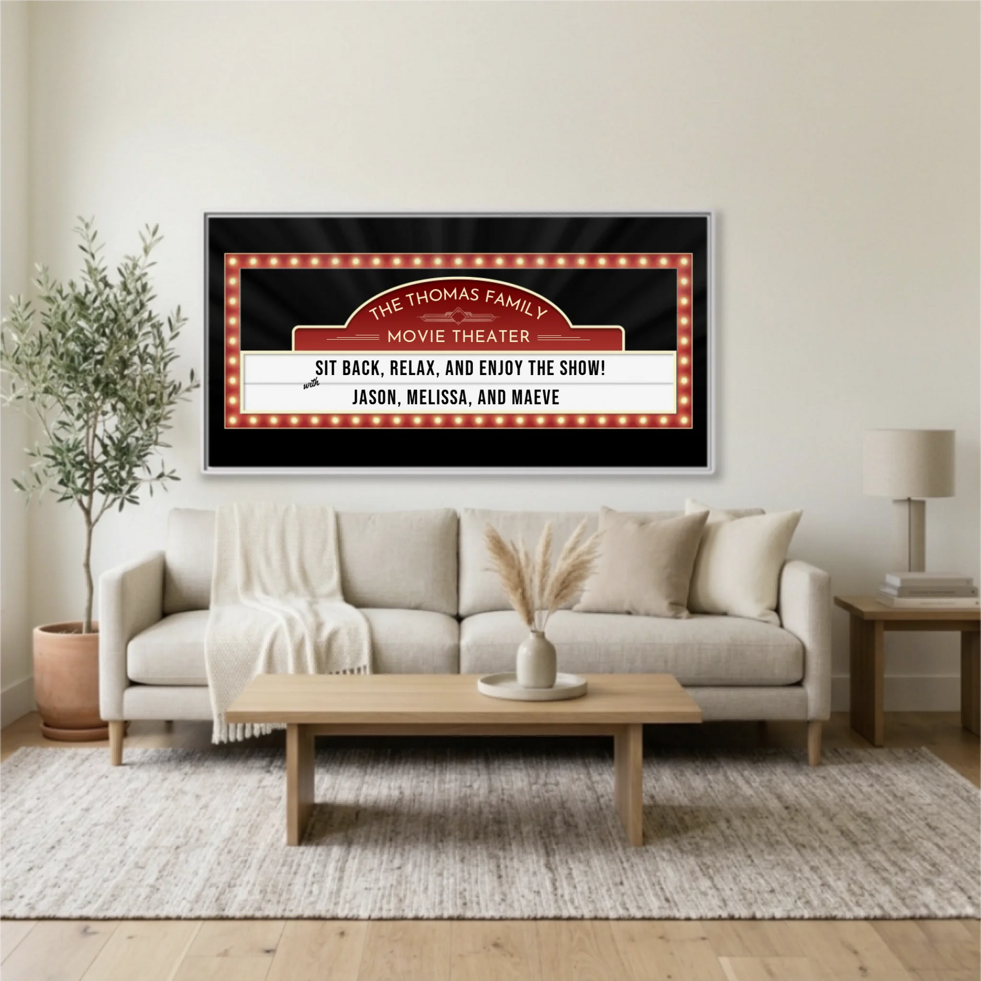 Living Room White Framed Wide Format 2.1 Mockup