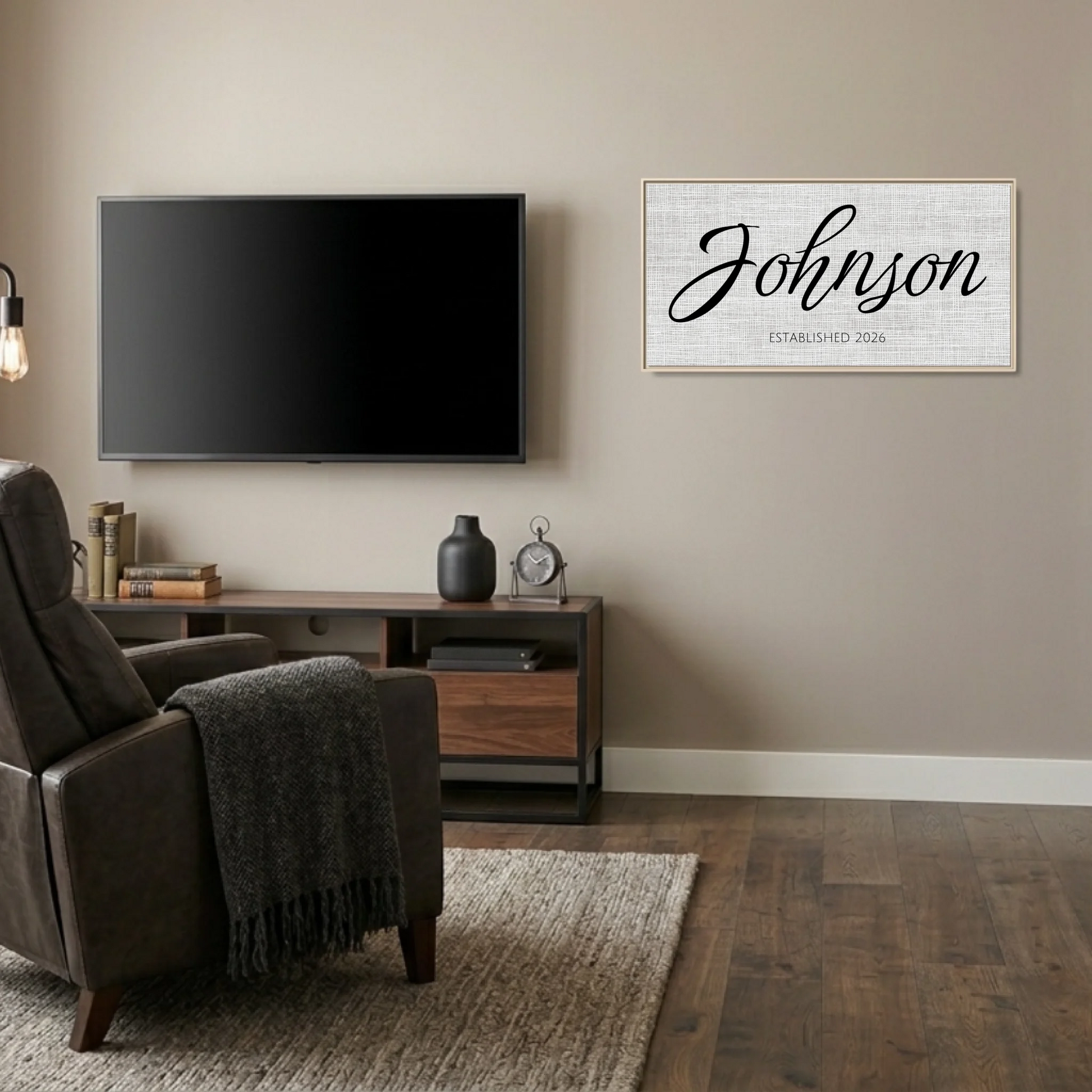 Man Cave Natural Frame Wide Format 2.1 Canvas Mockup