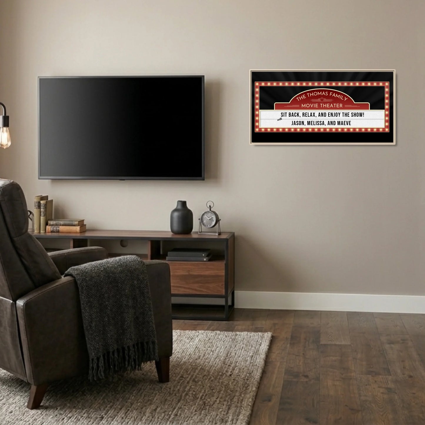 Man Cave Natural Frame Wide Format 2.1 Canvas Mockup