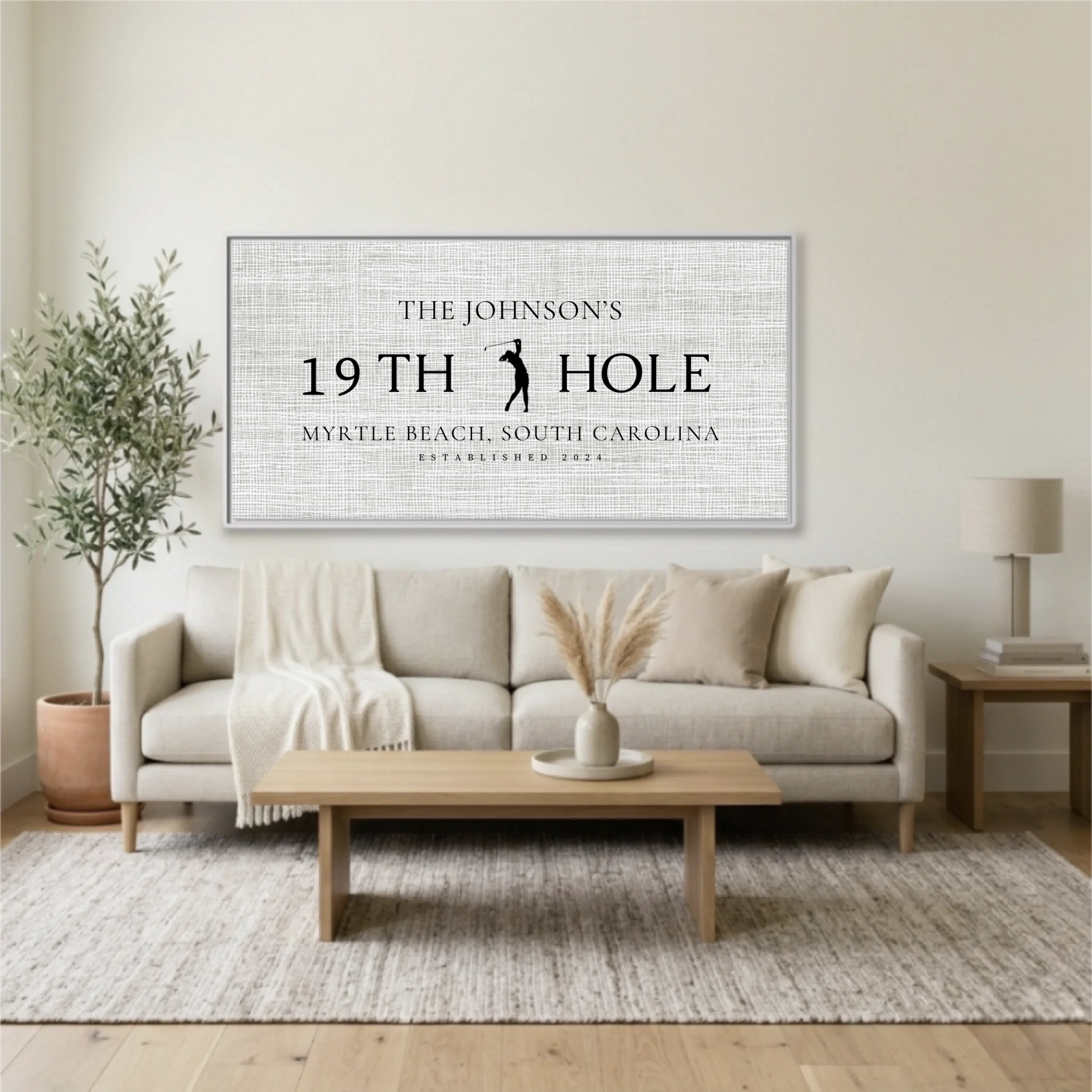 Living Room White Framed Wide Format 2.1 Mockup