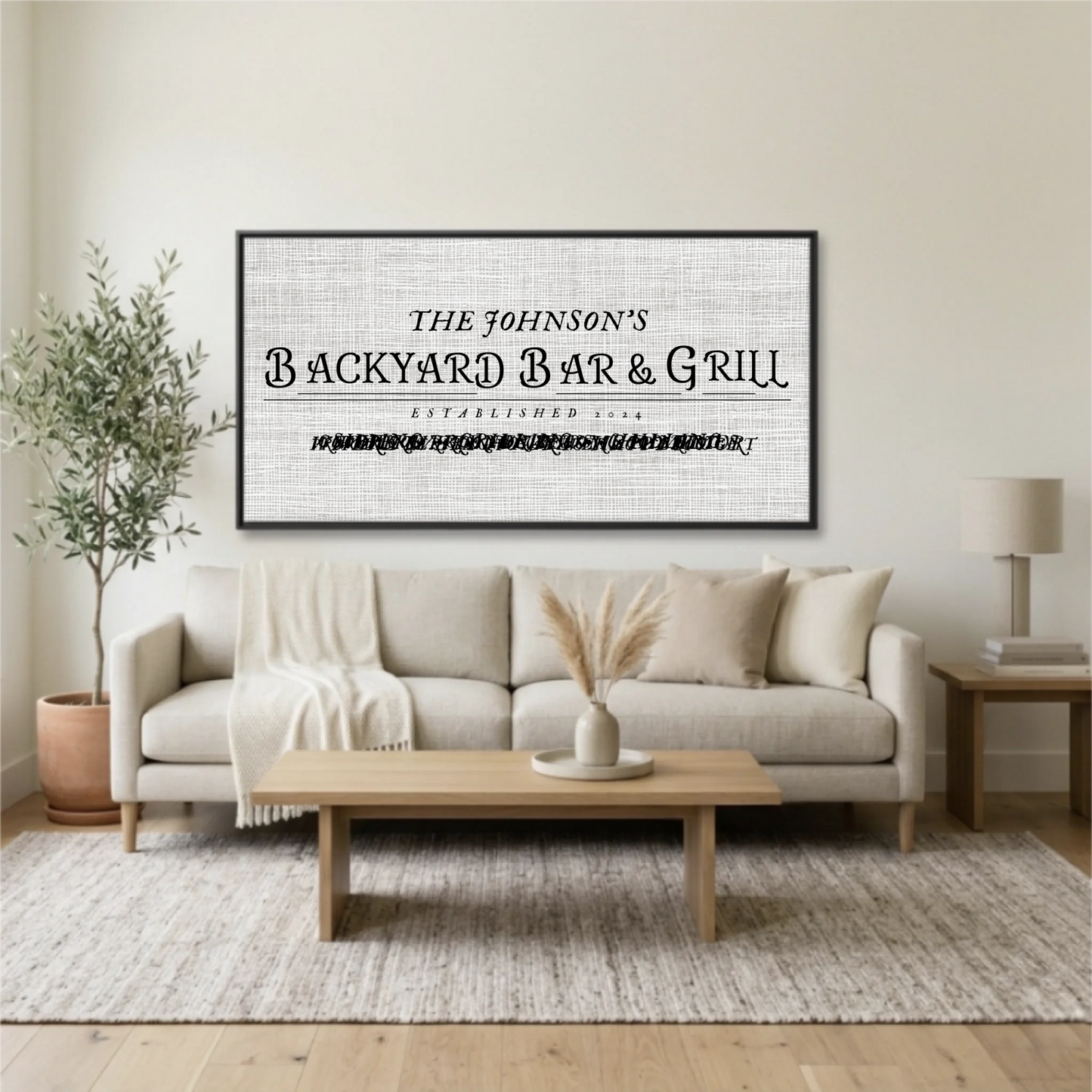 Living Room Black Framed Wide Format 2.1 Mockup