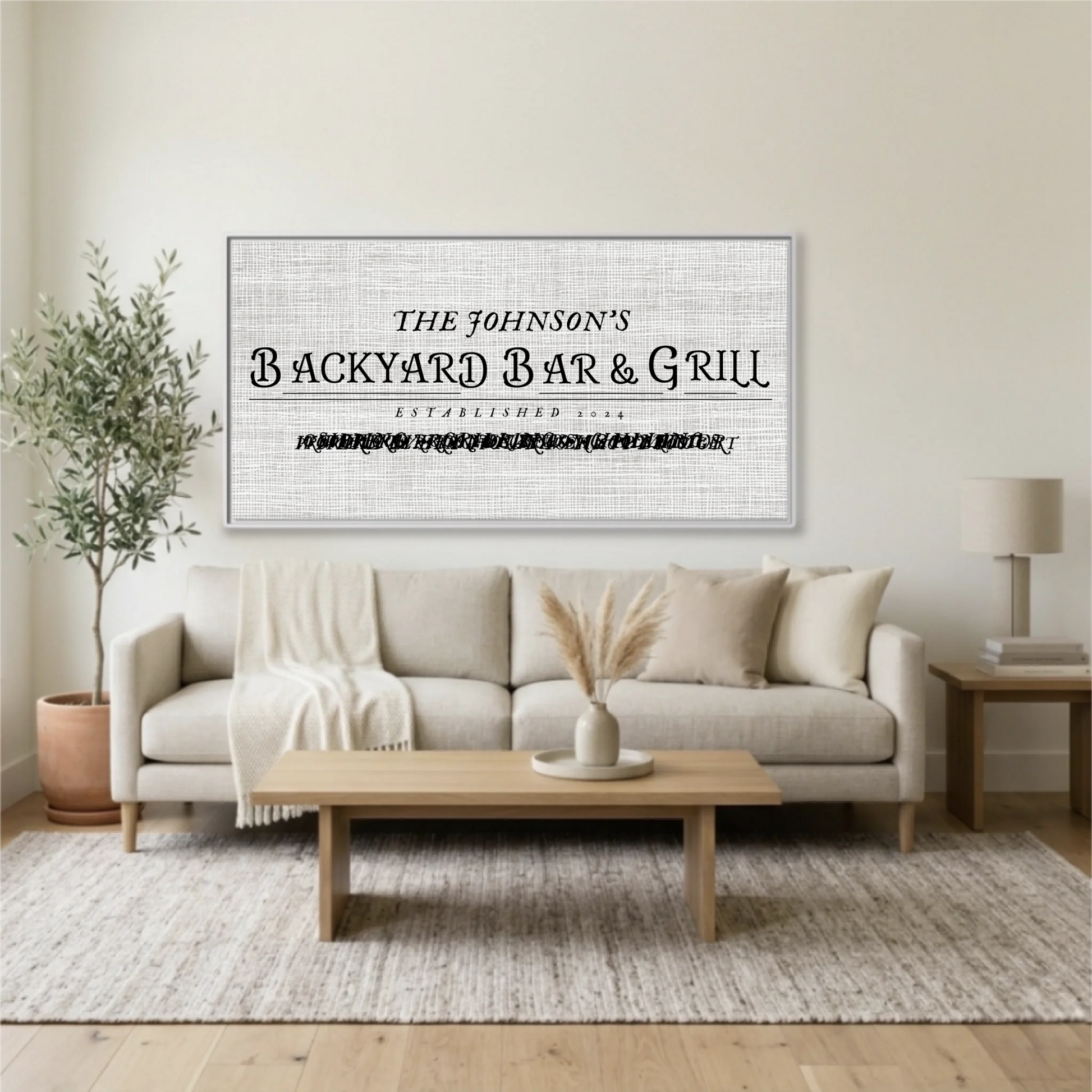 Living Room White Framed Wide Format 2.1 Mockup
